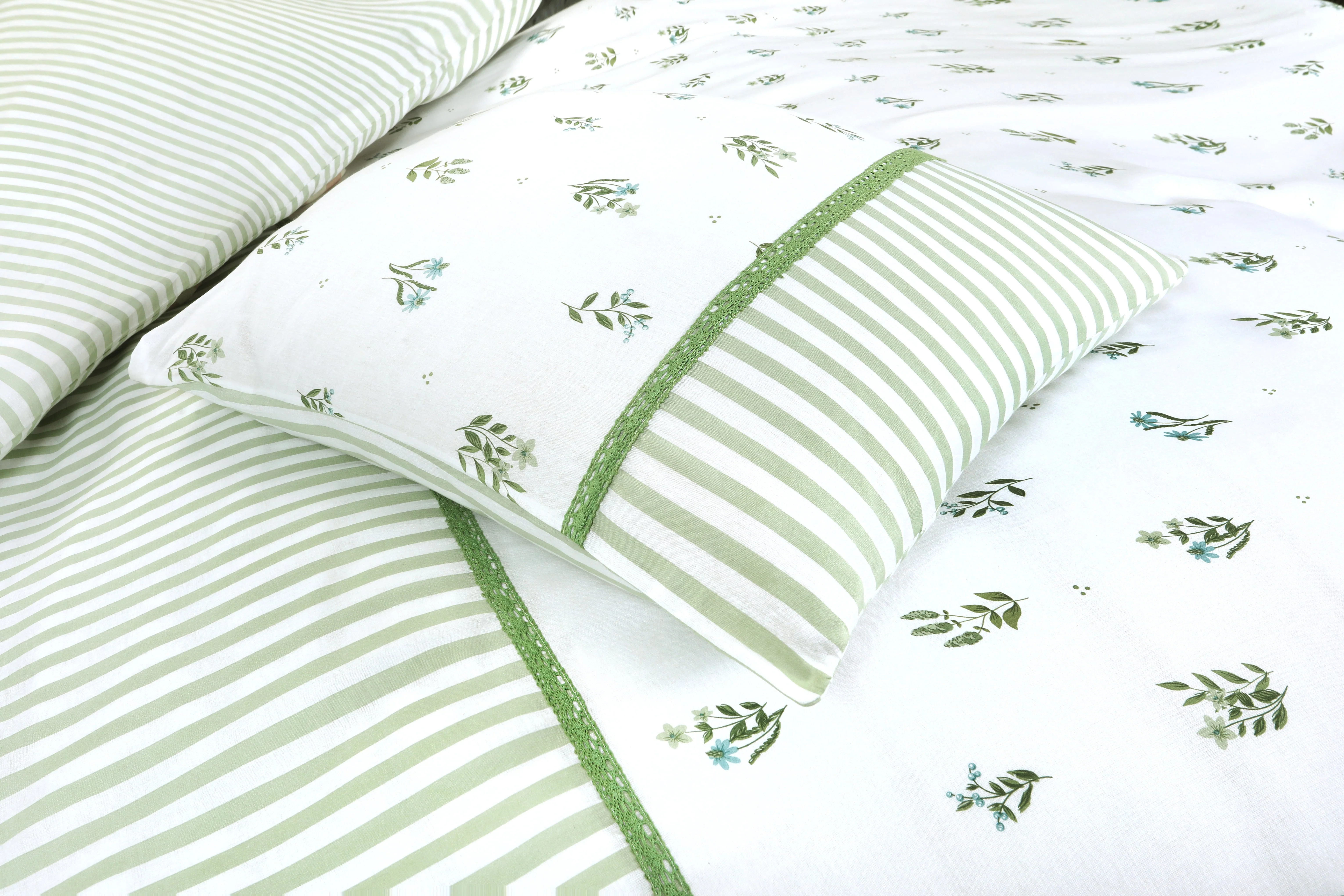 Parure house de couette 240x220 et 2 taies d'oreiller 63x63cm - Vert - Image 3