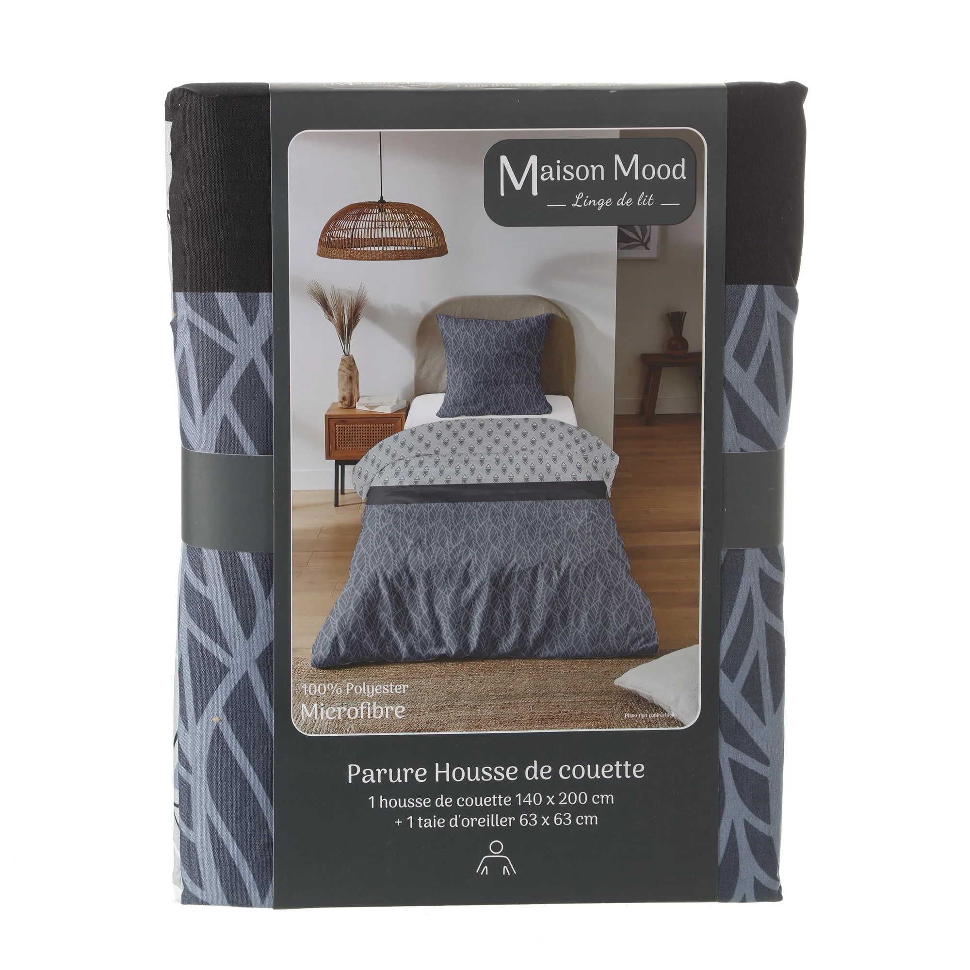 Parure housse de couette 140x200 cm polyester microfibre  - Multicolore