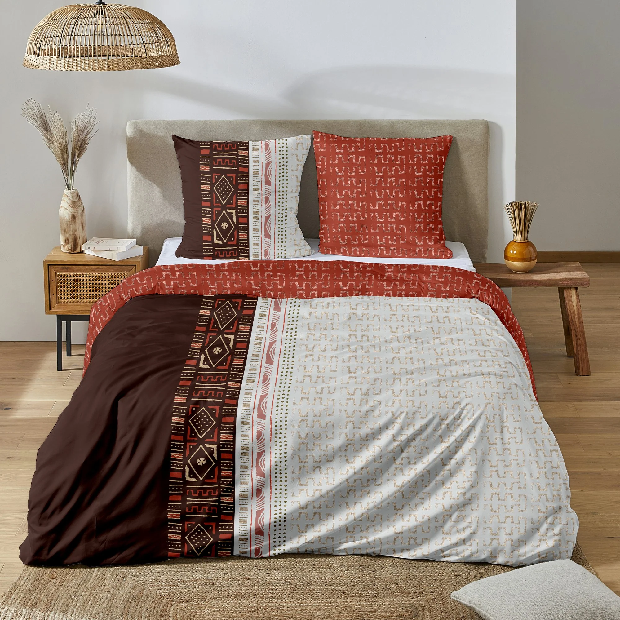 Parure housse de couette 240x220cm - Marron