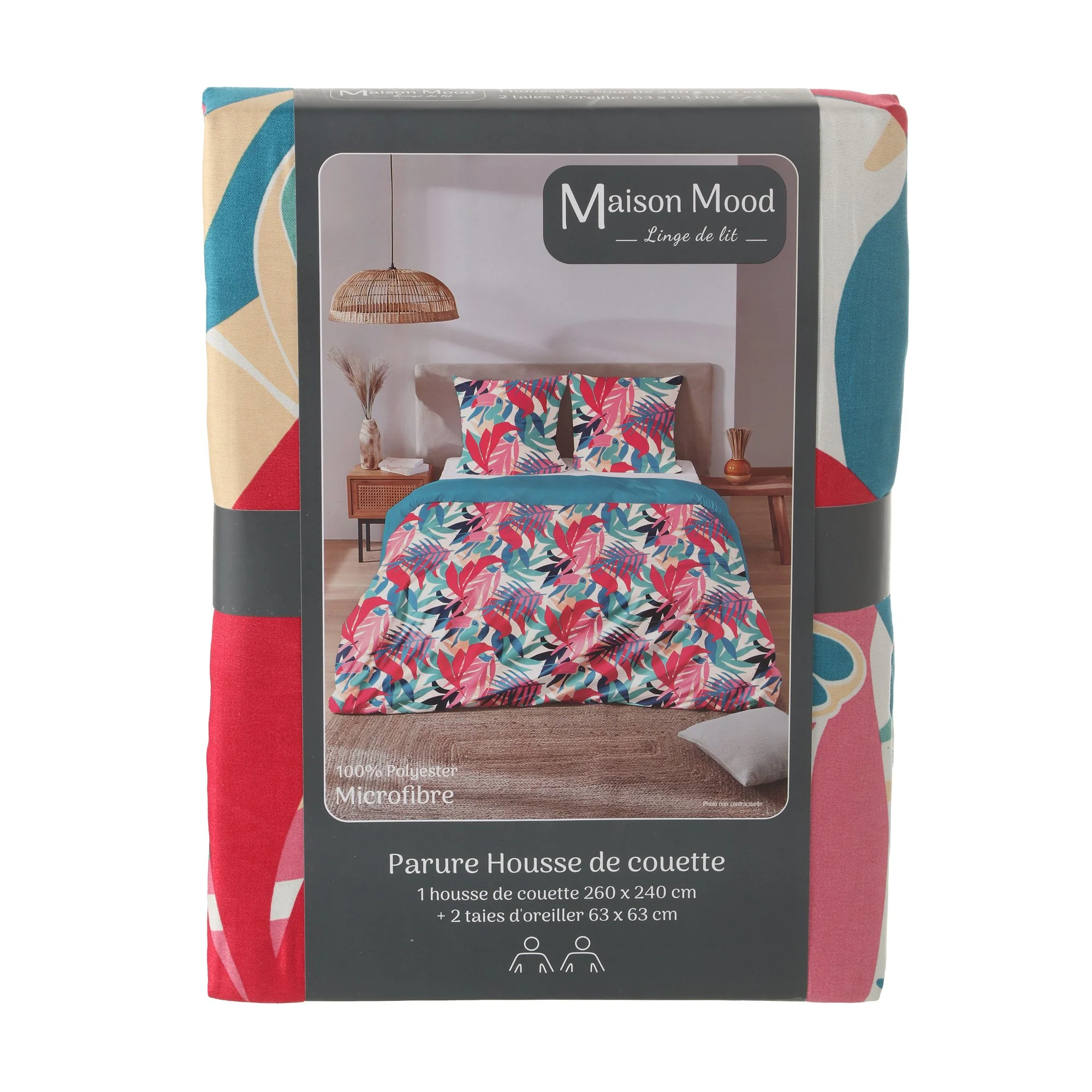 Parure Housse de couette 260x240 cm polyester microfibre  - Bleu foncé
