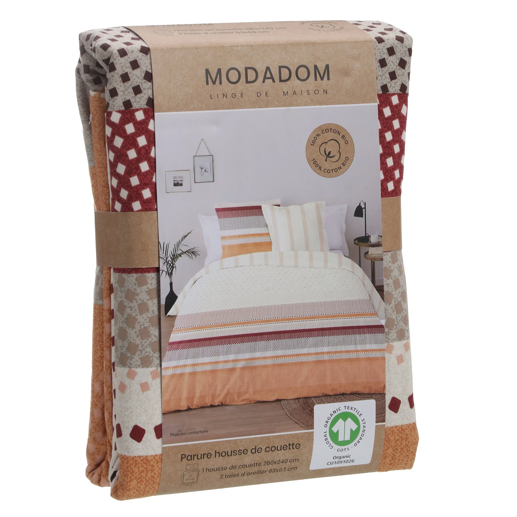 Parure housse de couette 260x240cm  - Orange