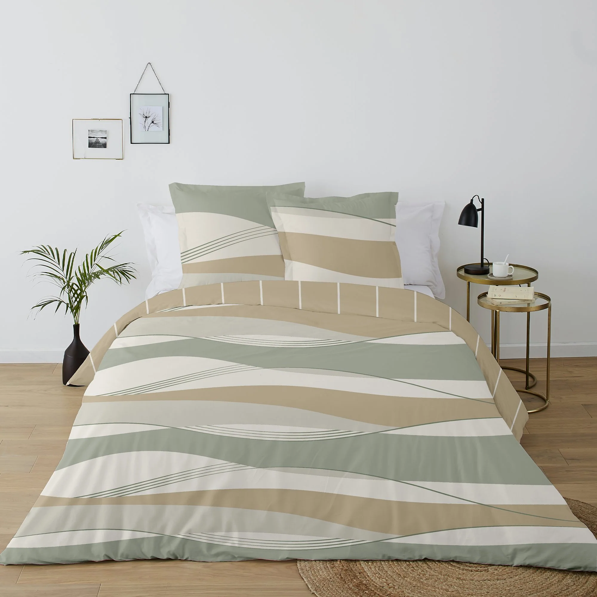 Parure housse de couette imprimée 240x220cm - Rose