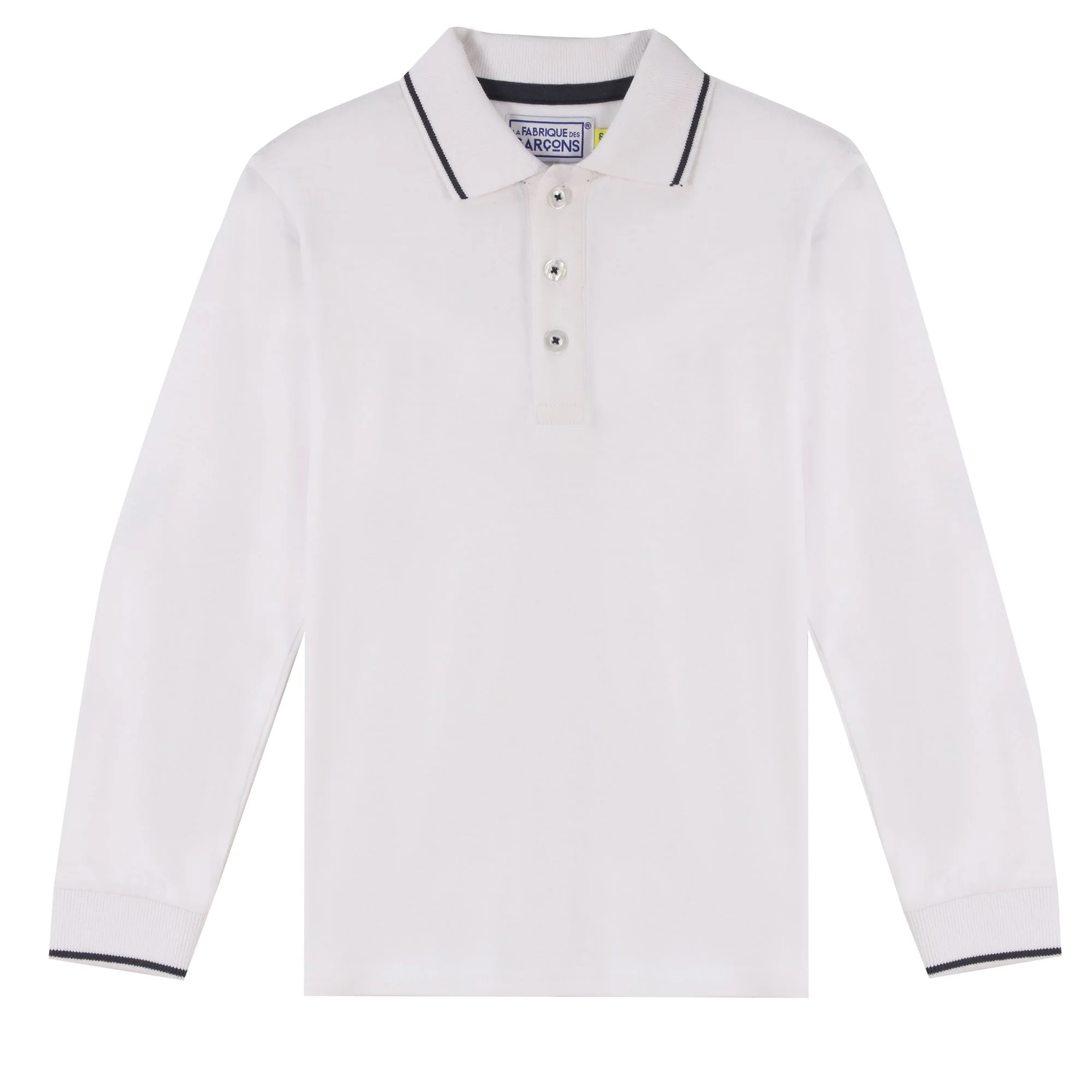 Polo manches longues 3/12 ans - Blanc