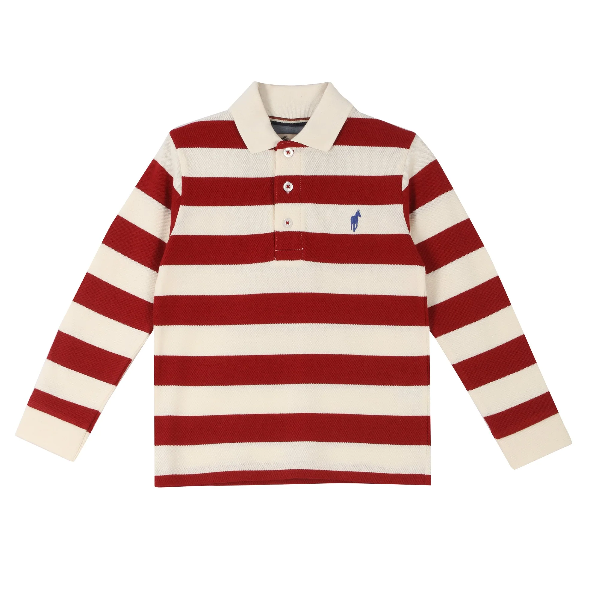 Polo manches longues Ă rayures 3/12 ans - Marron