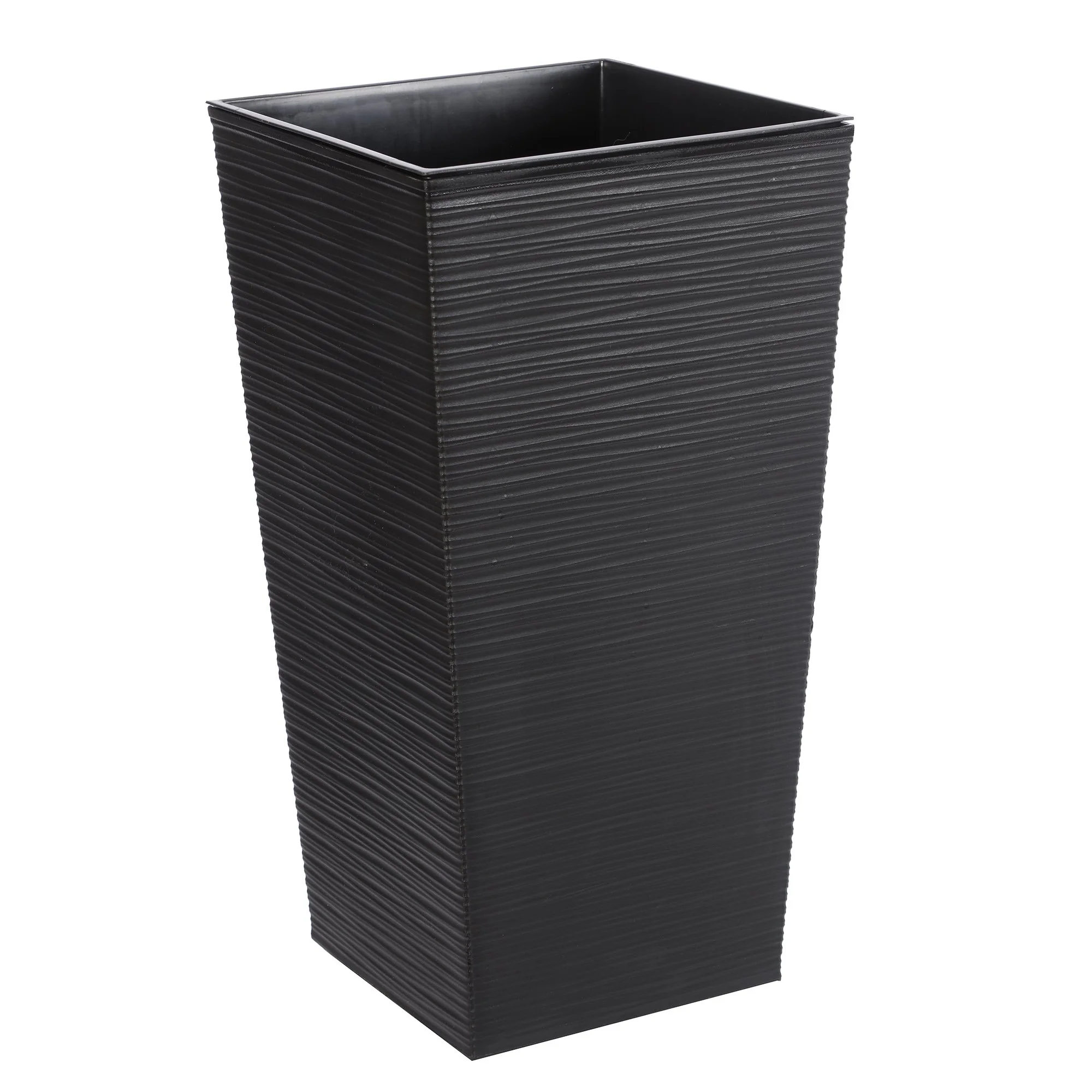 POT CARRE  EFFET BOIS 25X25XH46.5 CM