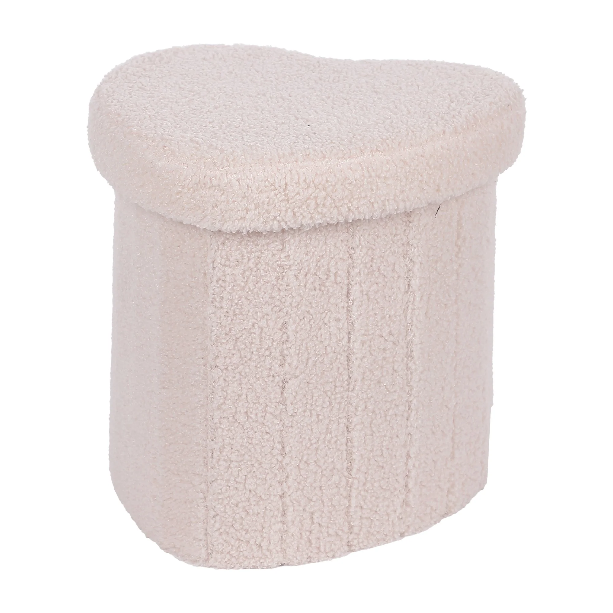 Pouf pliable teddy coeur rose et trèfle blanc  - Rose