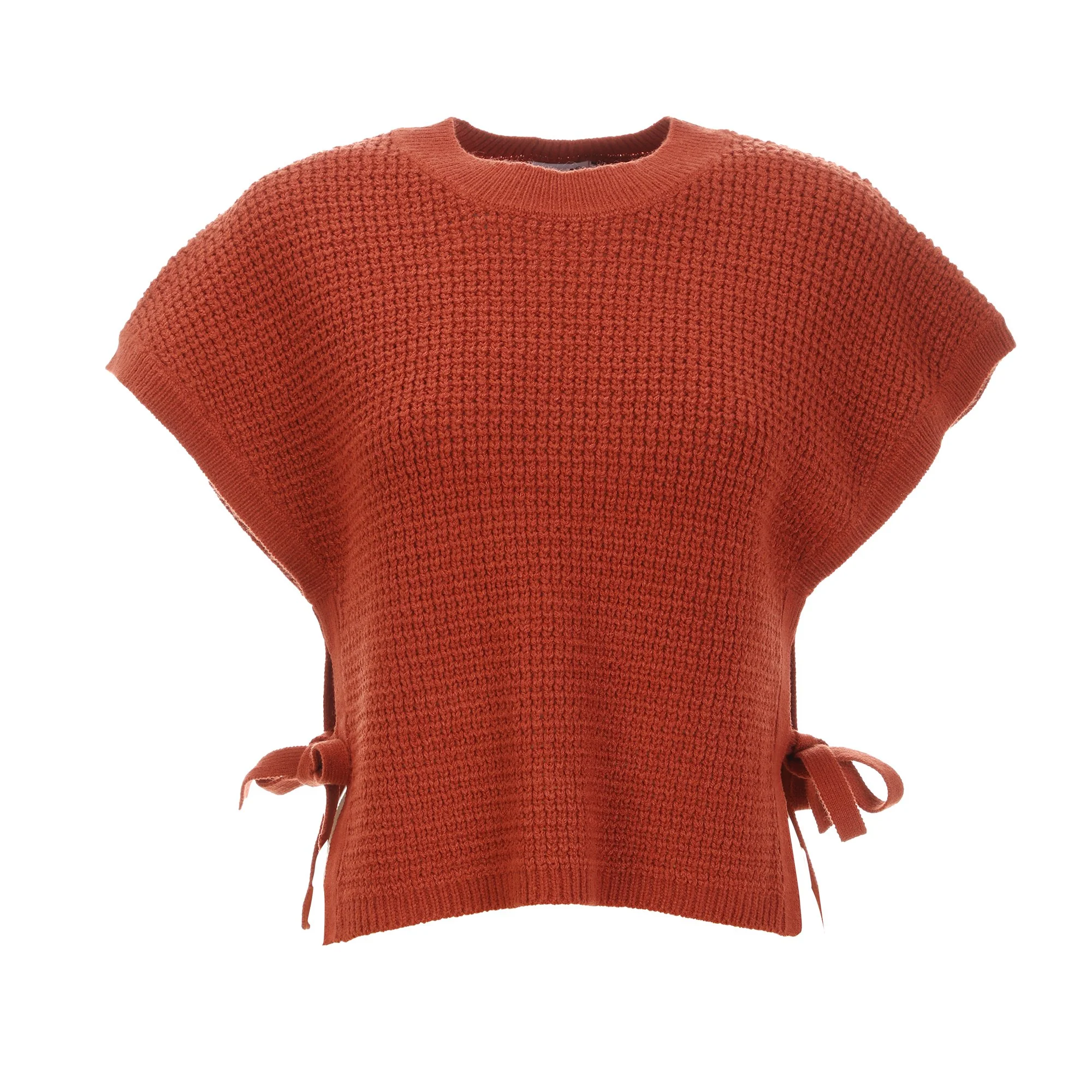 Pull sans manche noué  - Orange
