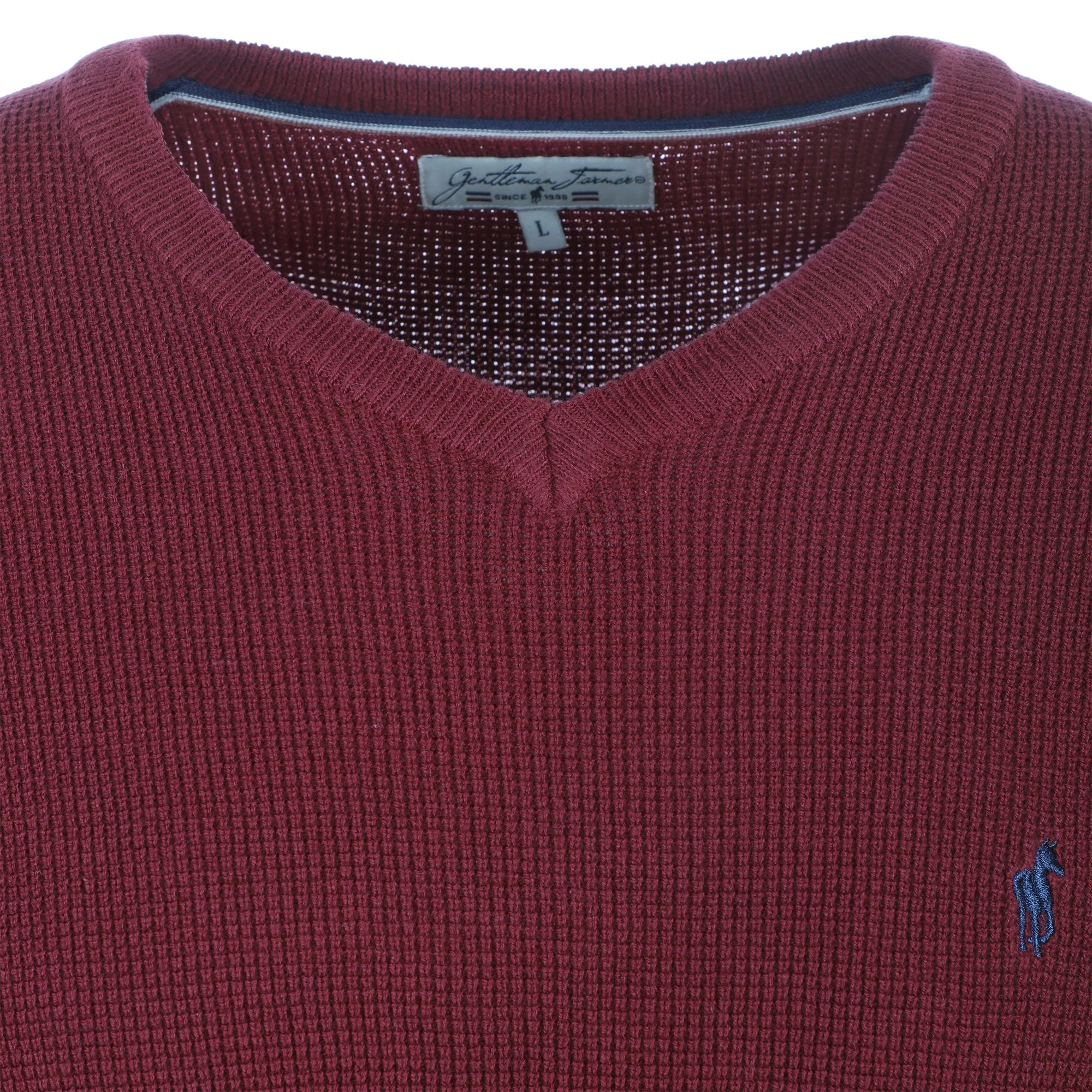 Pull uni bordeaux ou bleu  - Rouge - Image 3