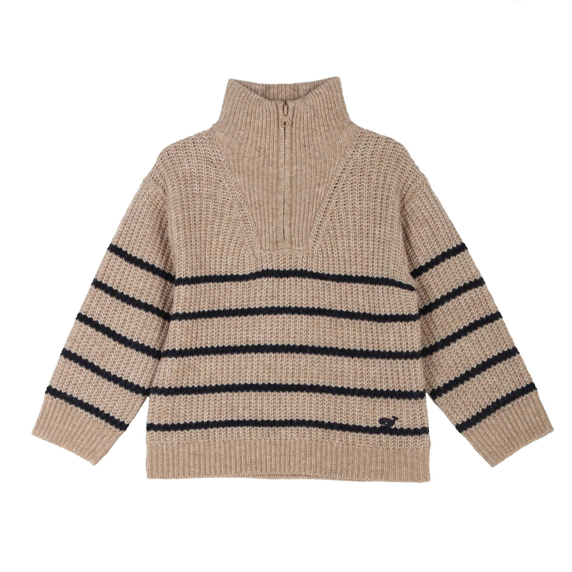 Pull zip col montant 3-12 ans  - Marron