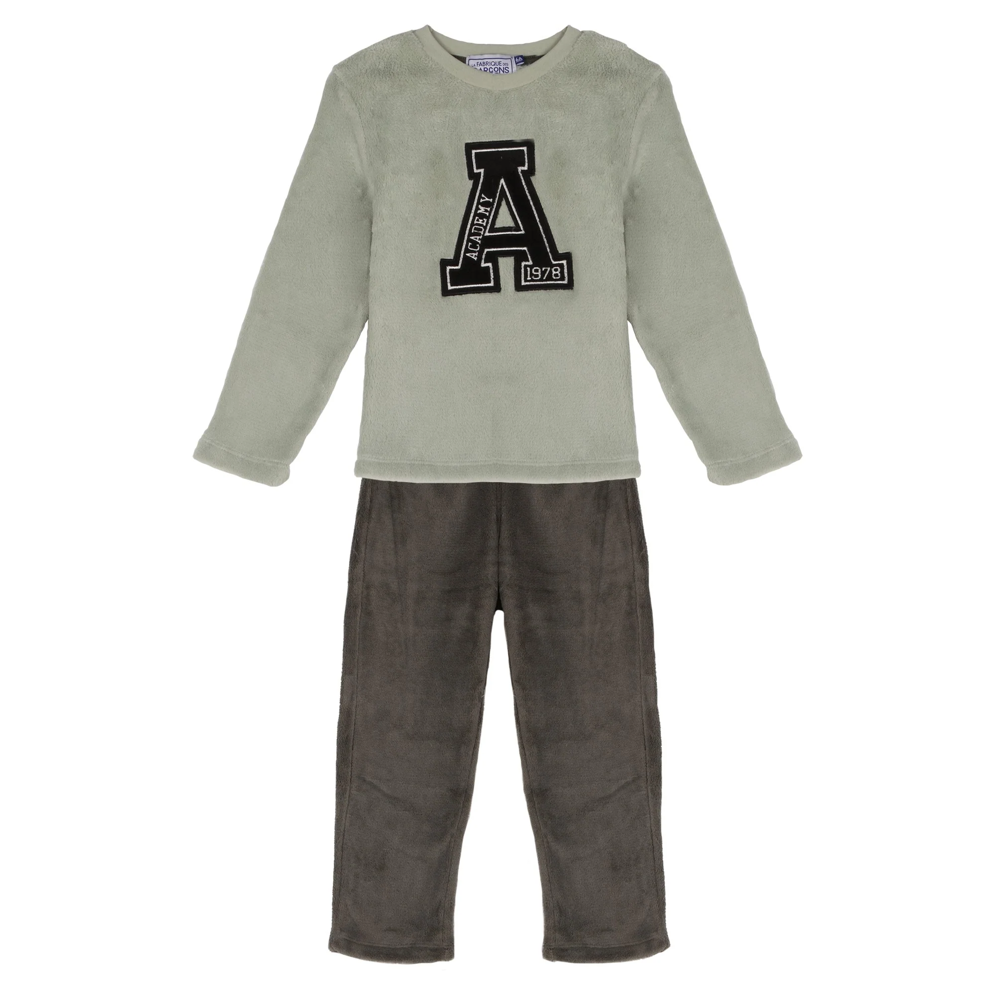 Pyjama coral fleece Ă rayures 3/12 ans - Vert