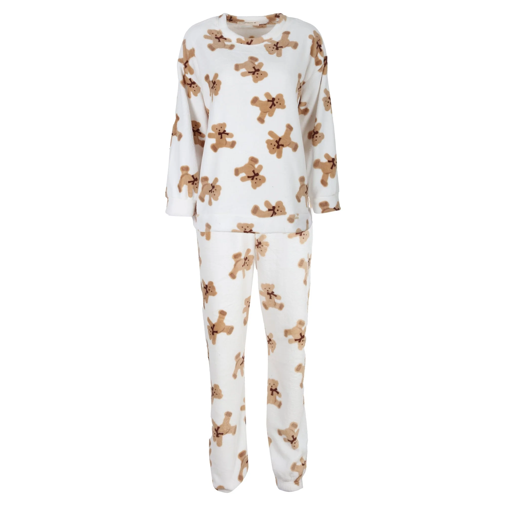 Pyjama long coral fleece - Beige