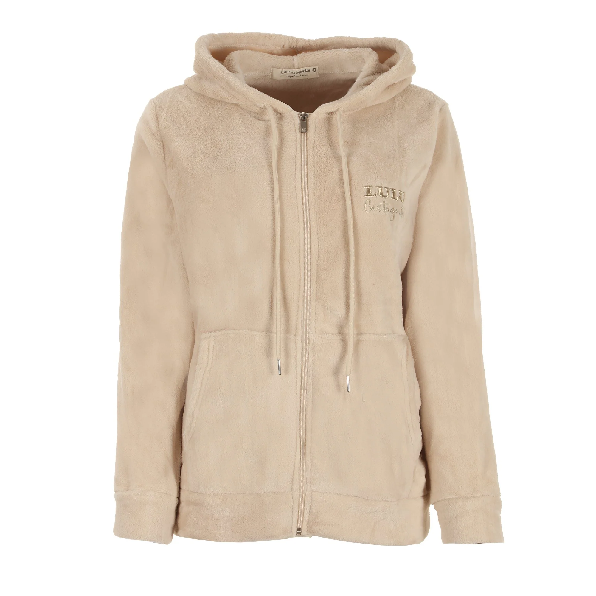 Pyjama long en velours - Beige - Image 2