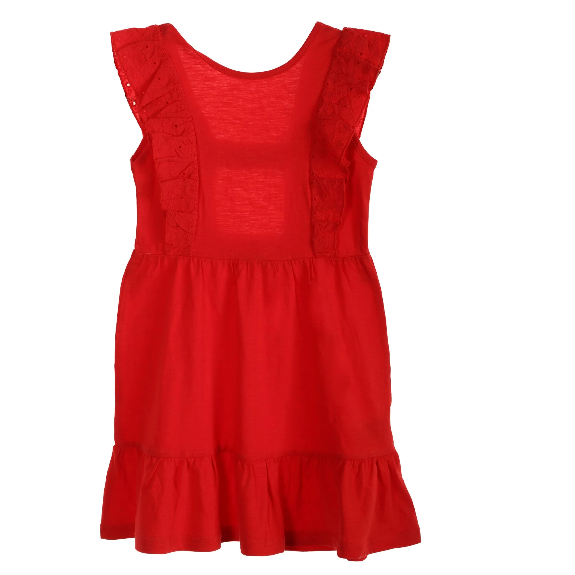 Robe avec broderie anglaise - Rouge