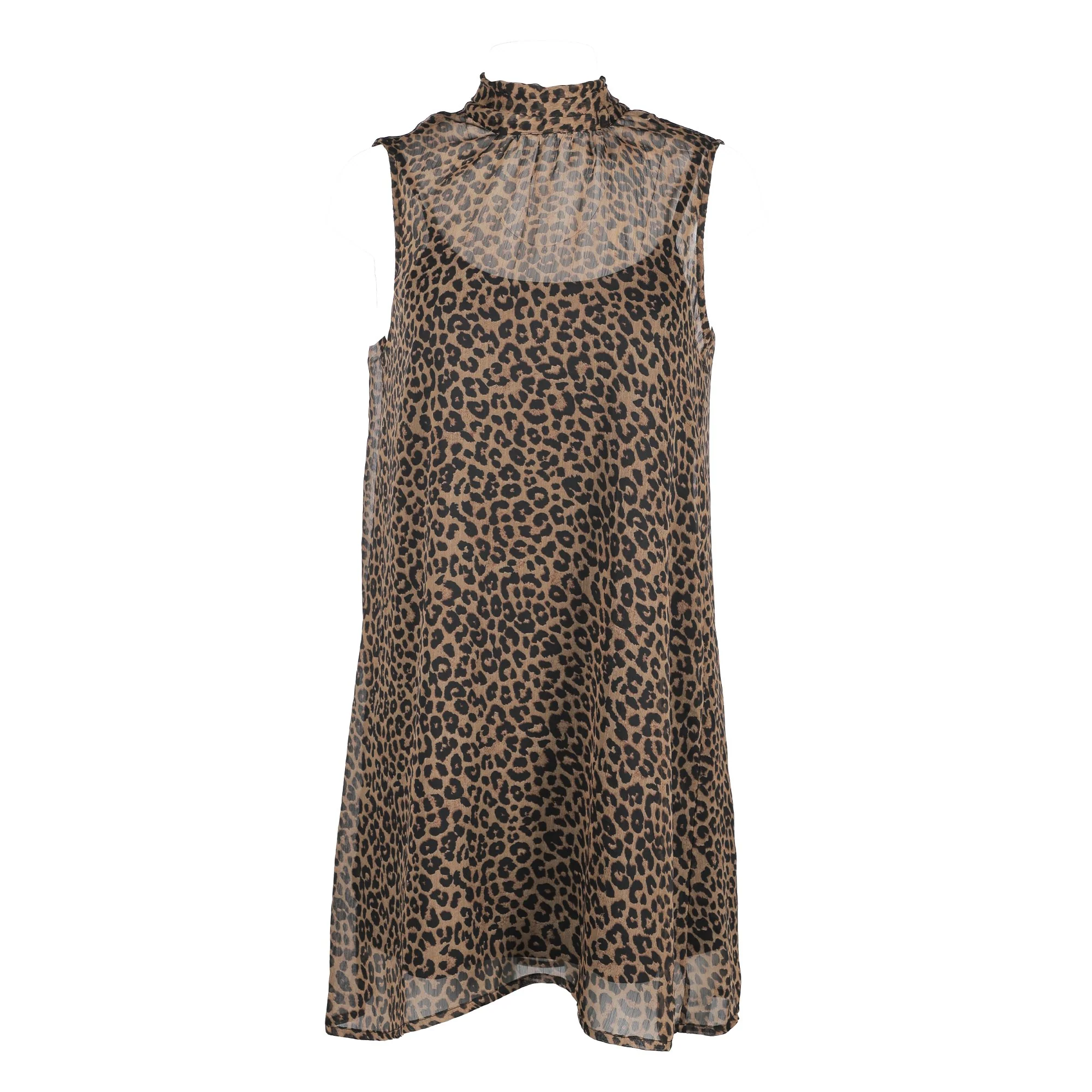 Robe courte à col noué - Gris - Image 3