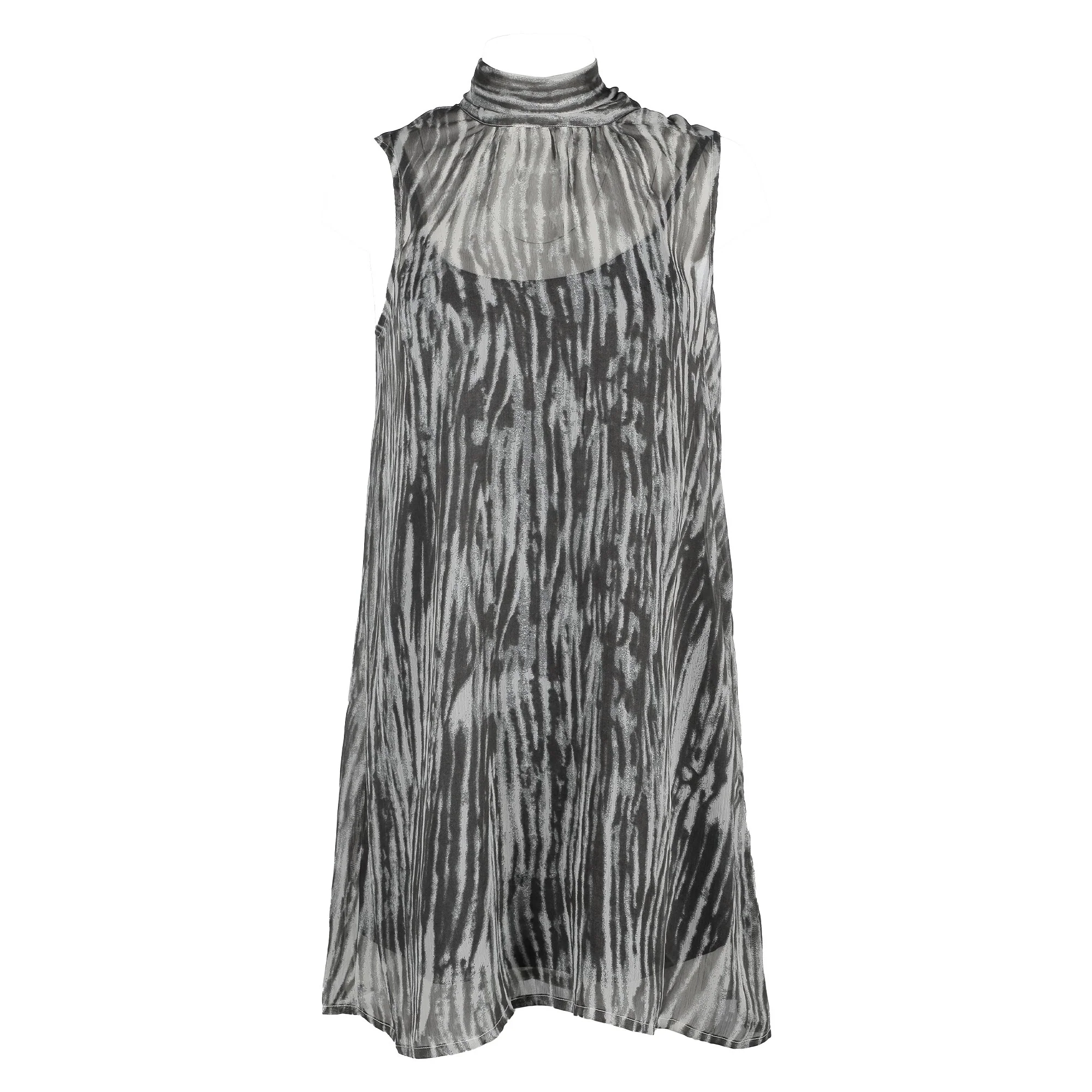 Robe courte à col noué - Marron