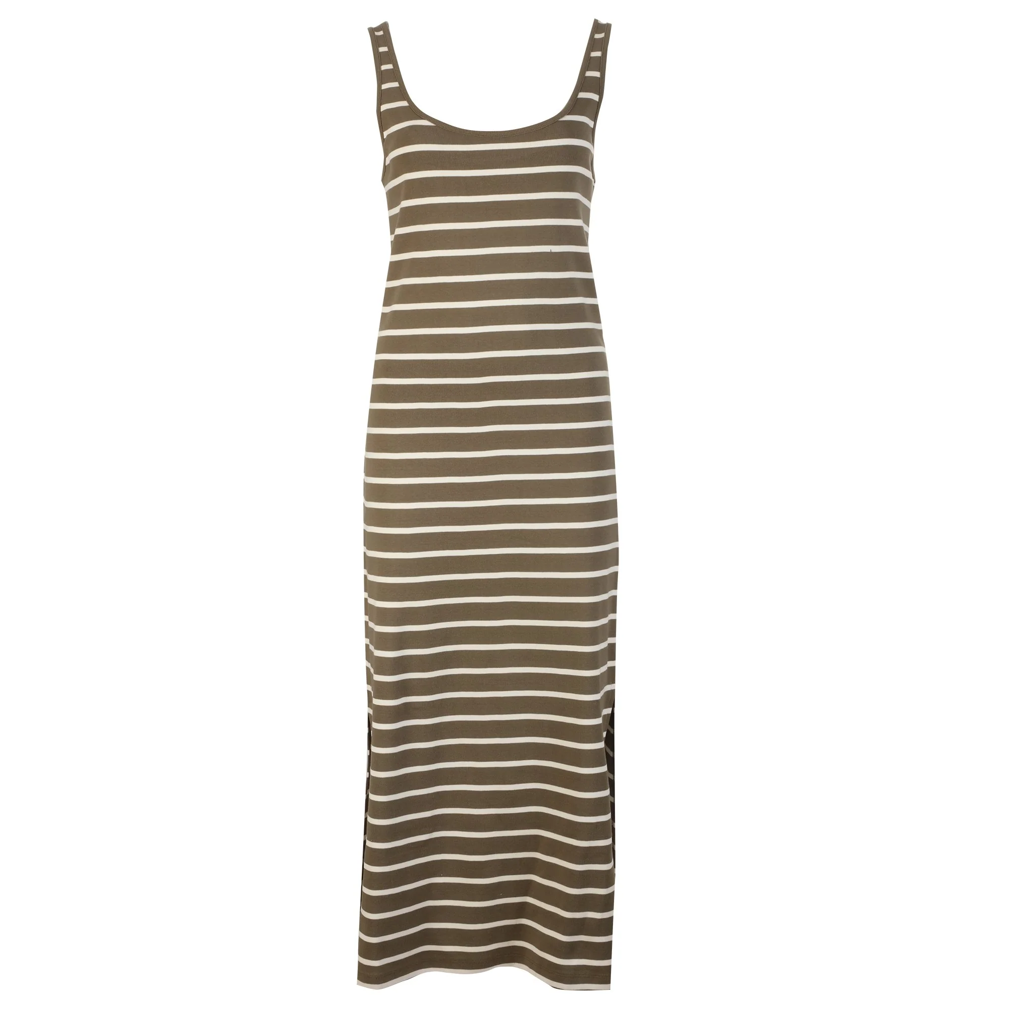 Robe longue rayée - Kaki
