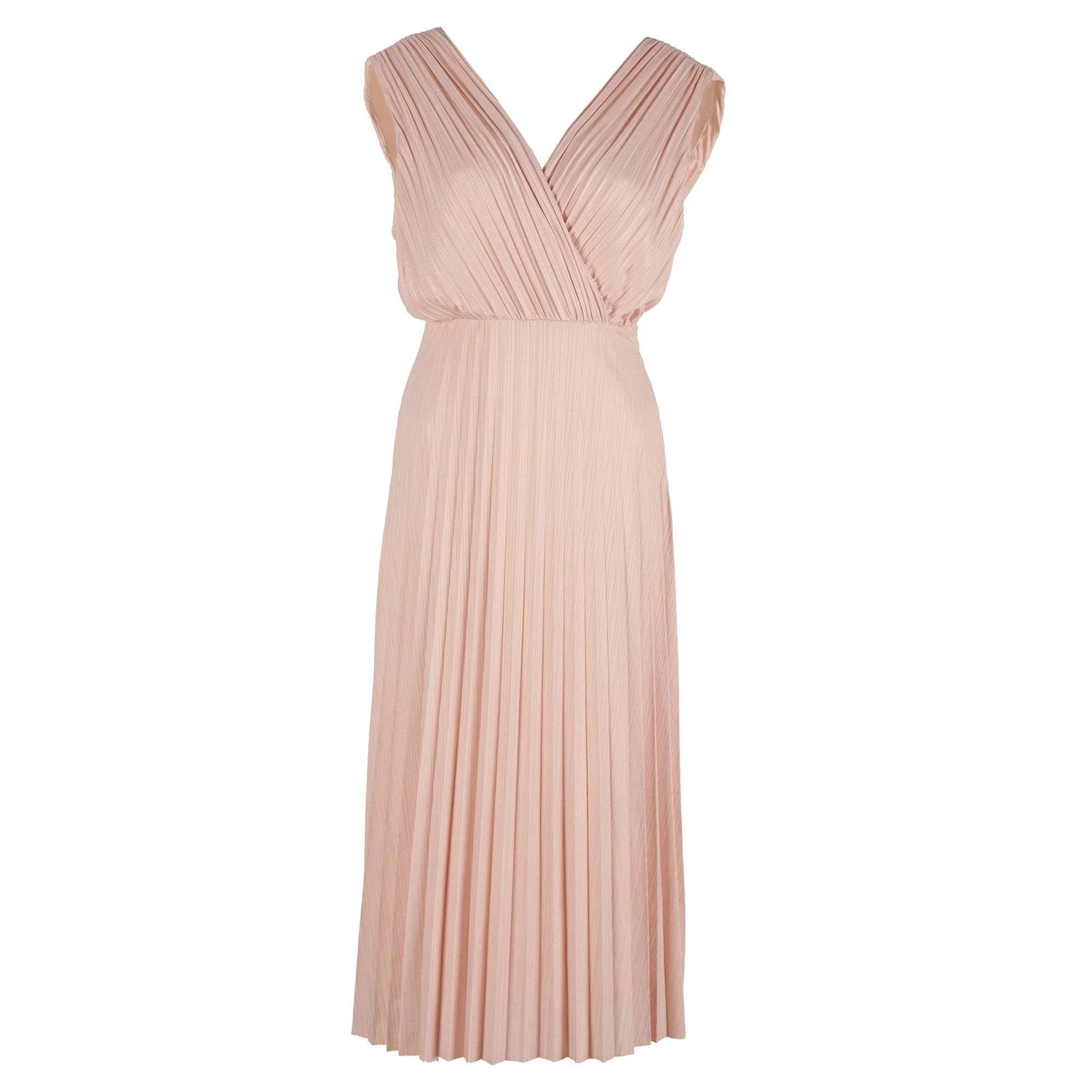Robe mi-longue plissée - Rose
