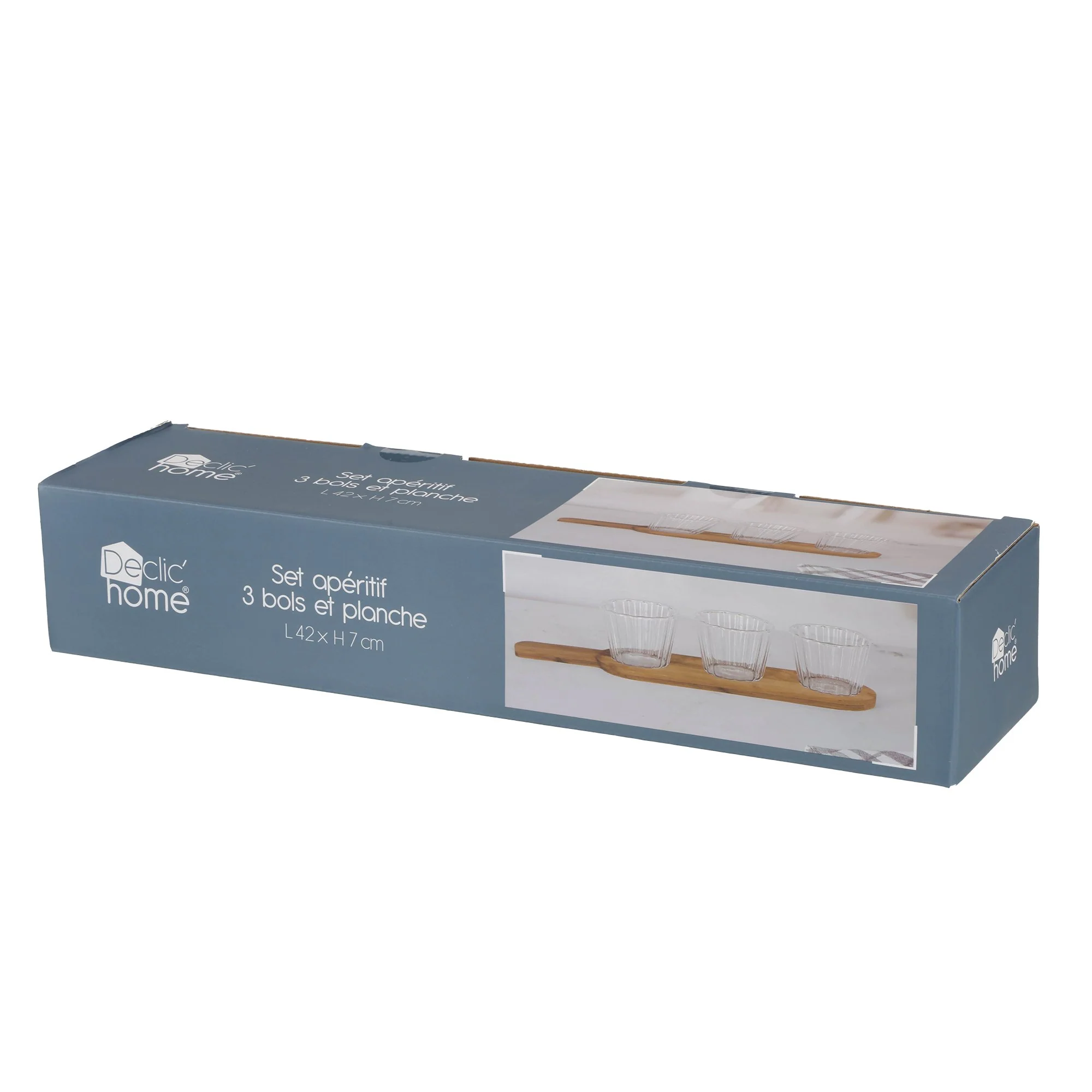 SET APERITIF 4PCS BOLS EN VERRE STRIEES AVEC PLANCHE - Image 2