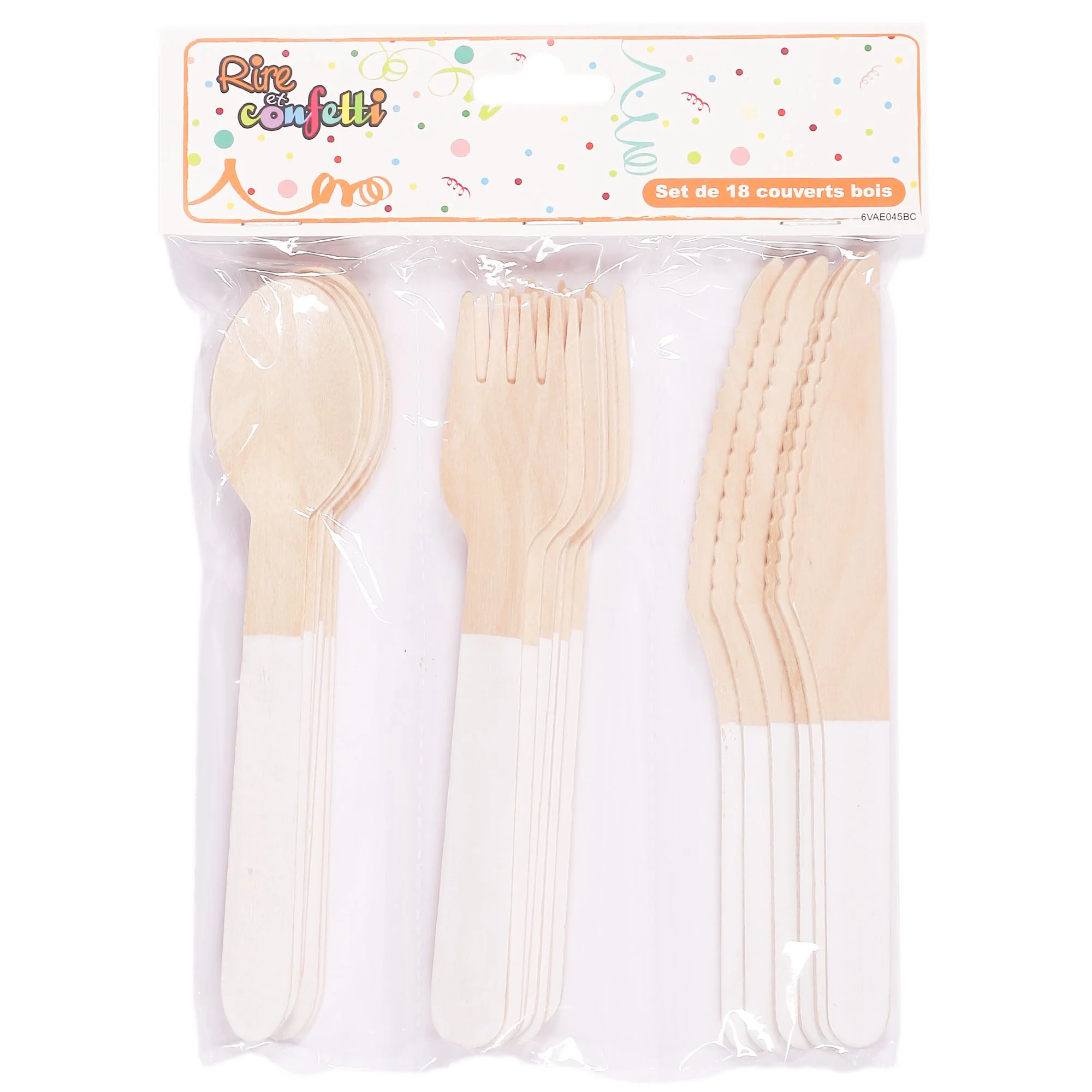 Set de 18 couverts en bois blanc