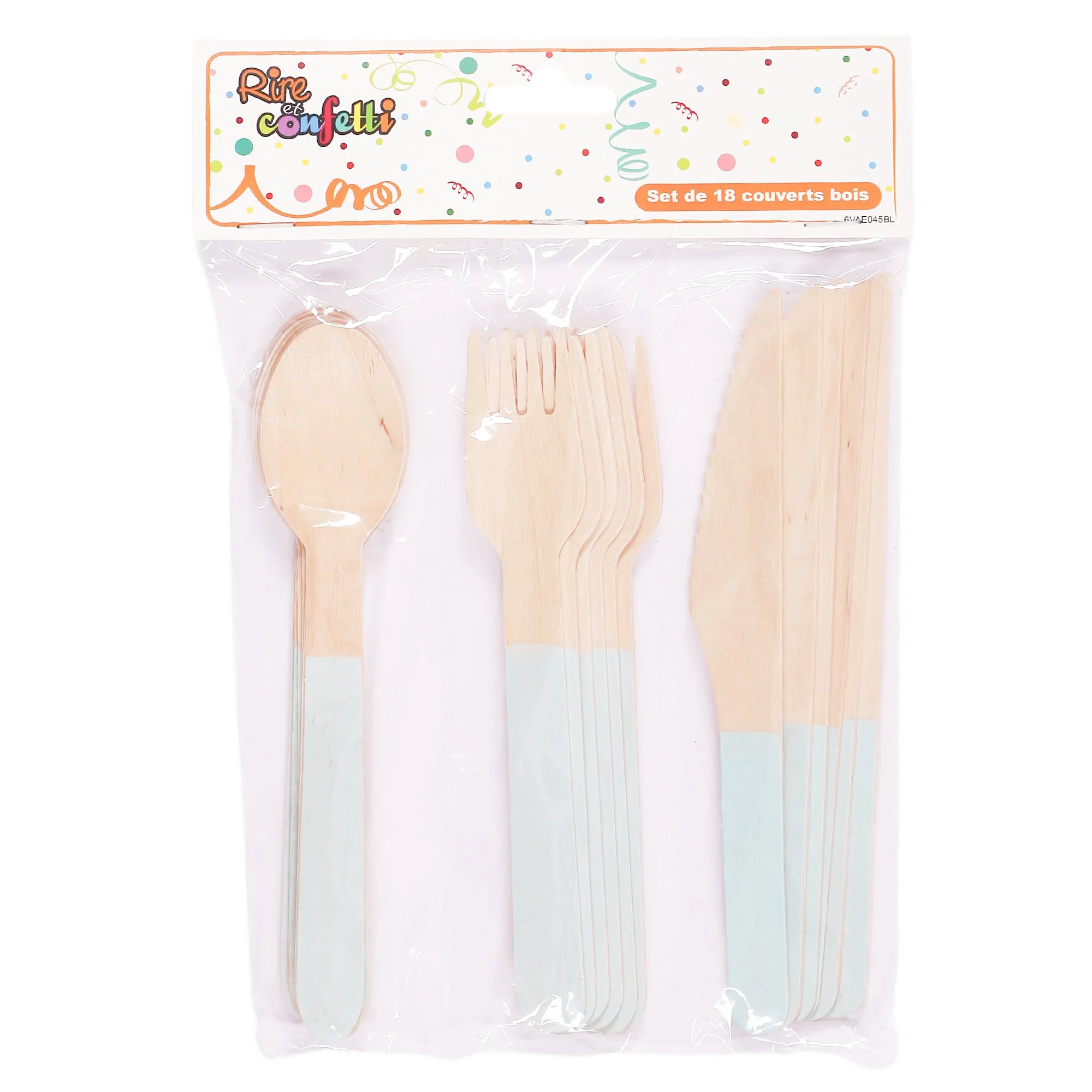 Set de 18 couverts en bois bleu