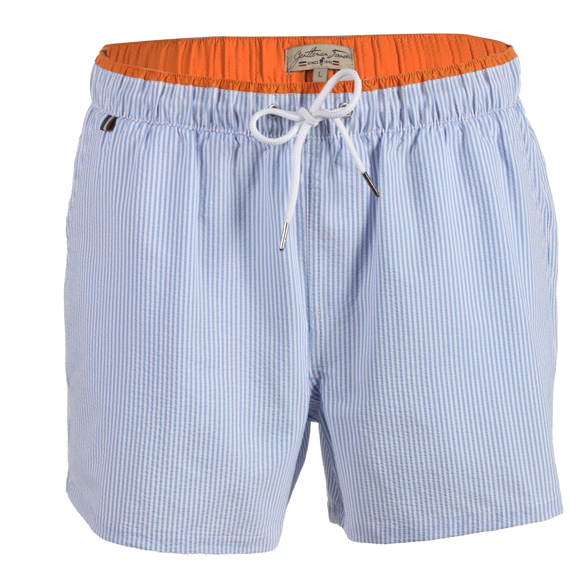 Short de bain à rayures - Bleu