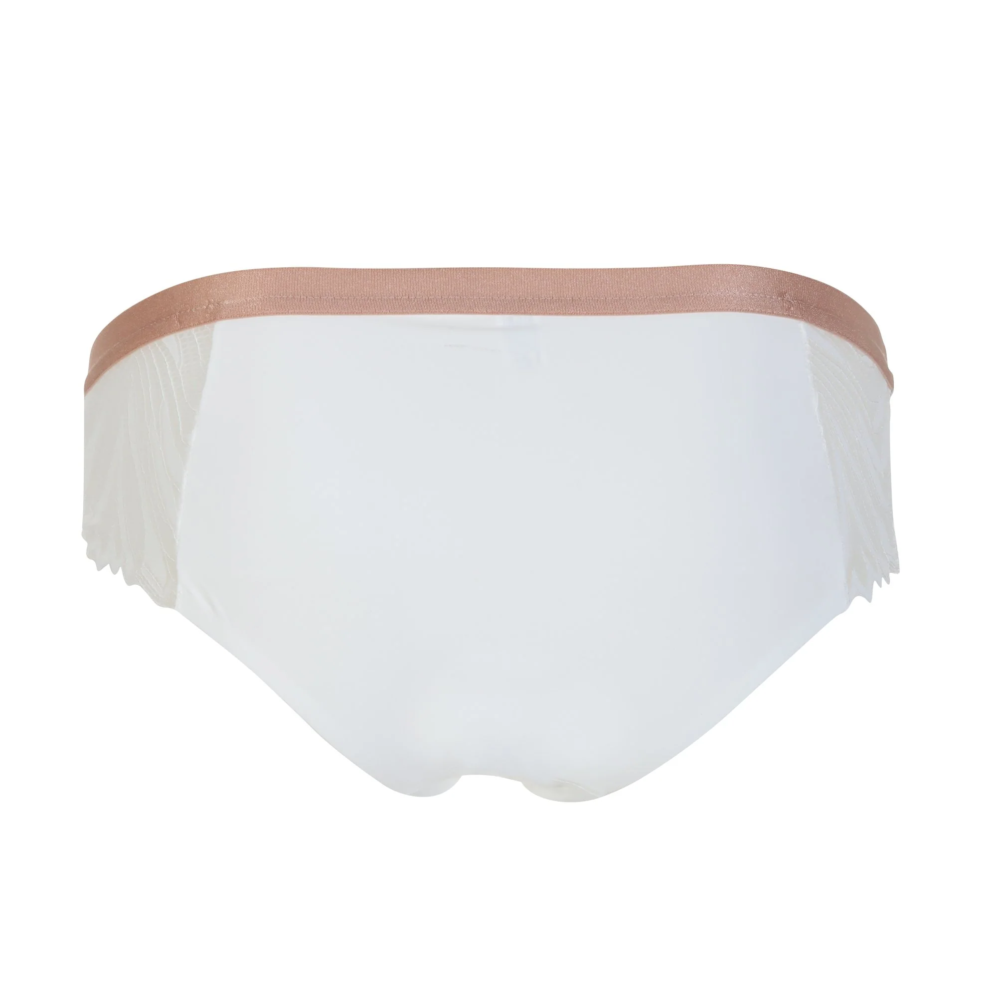 Shorty en dentelle ivoire bordures en satin - Blanc - Image 2