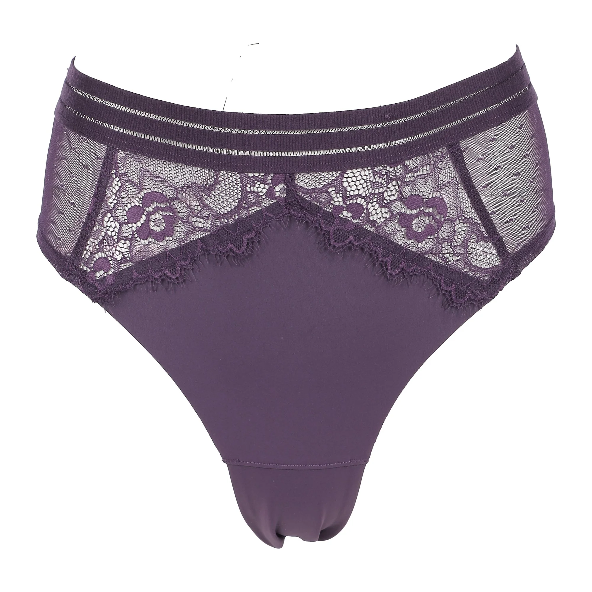 Slip dentelle et mesh violet