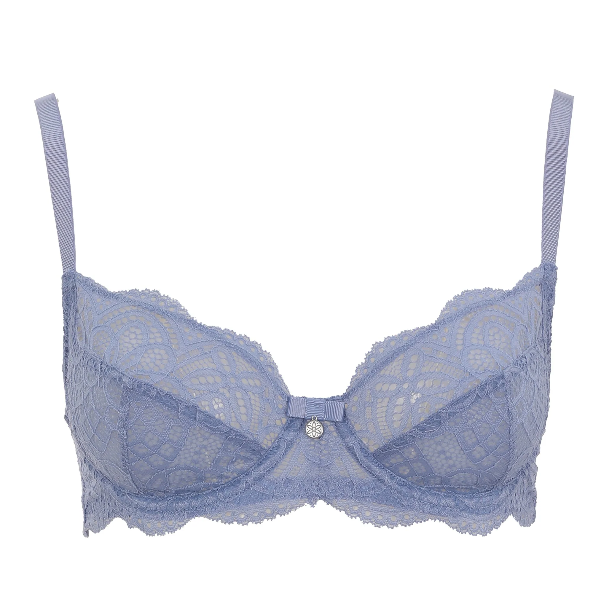 SOUTIEN-GORGE ARMATURE DENTELLE DOUBLURE CONTRASTEE BLEU