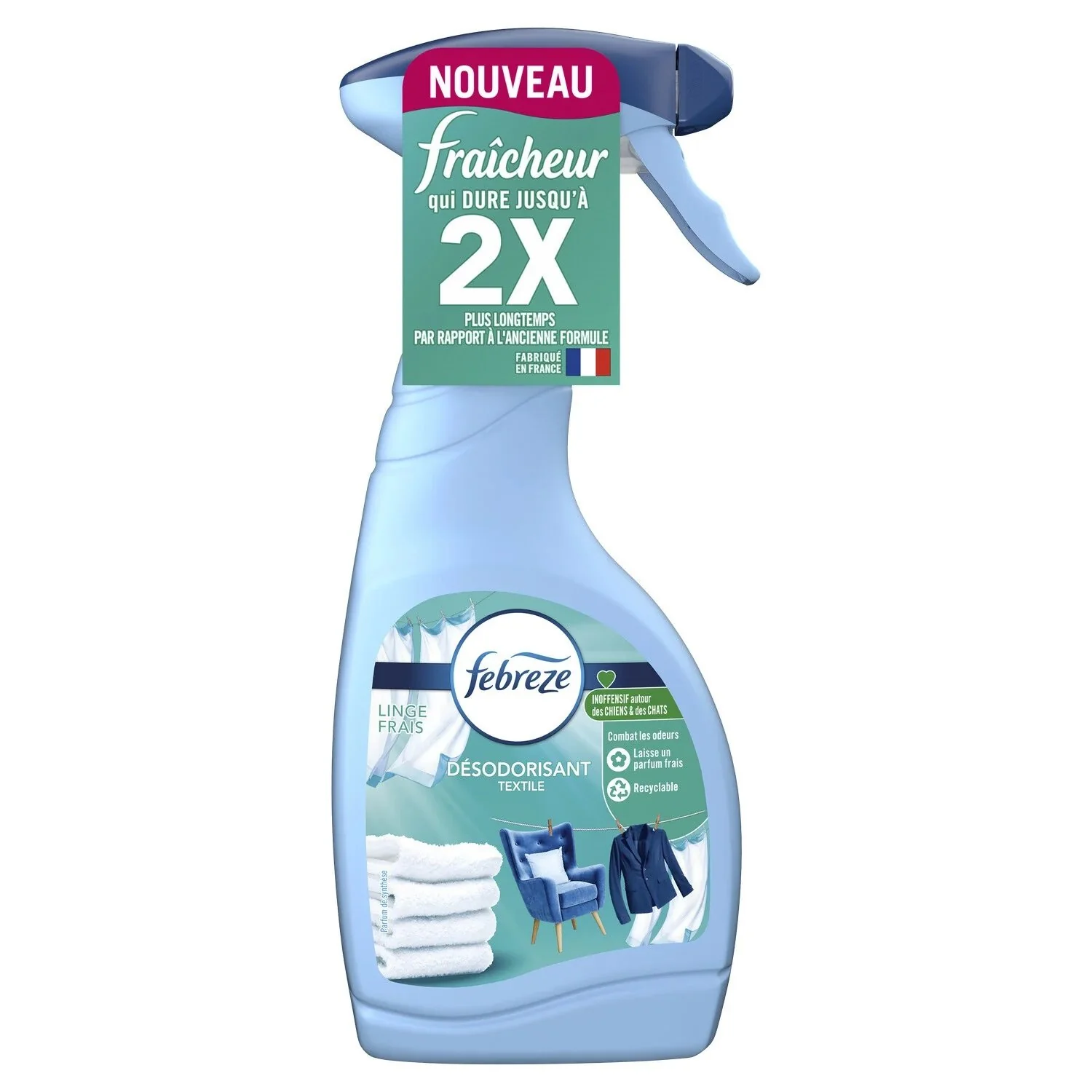 Spray désodorisant textile linge frais