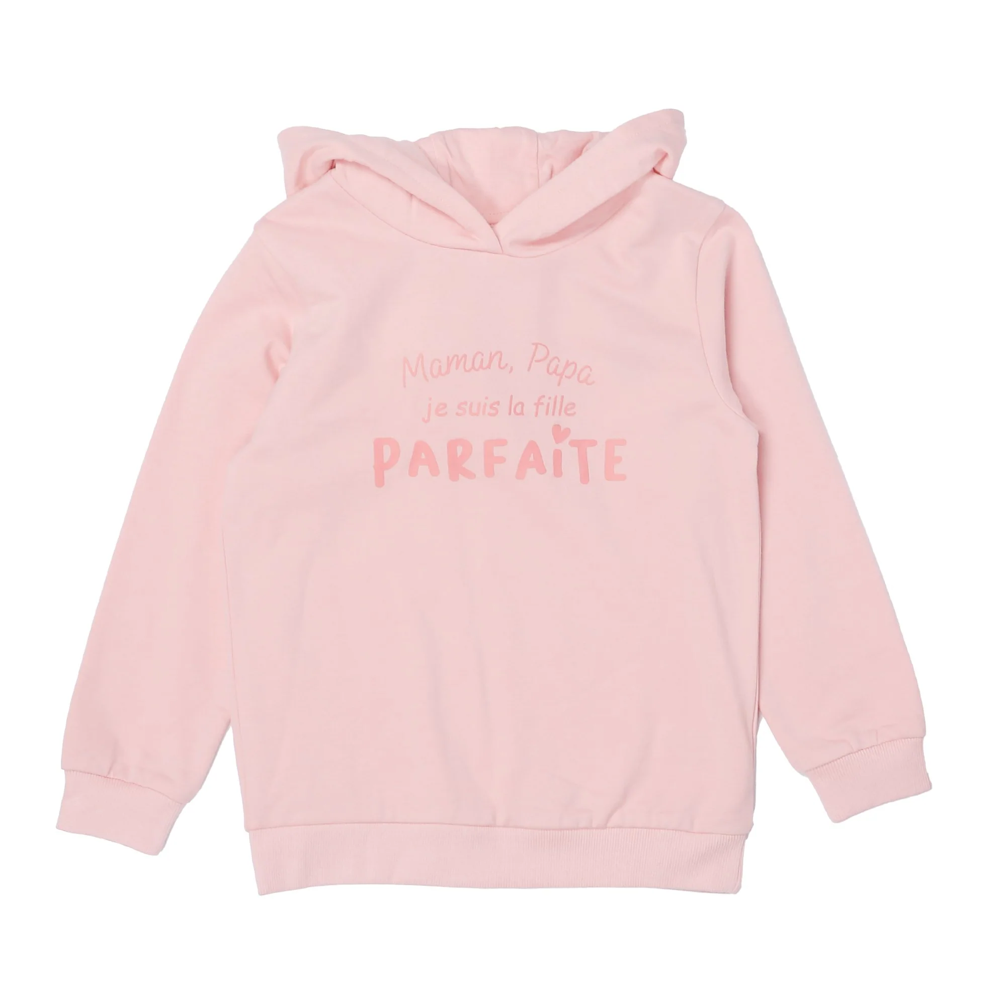 Sweat Ă capuche avec animation 3/12 ans - Rose clair