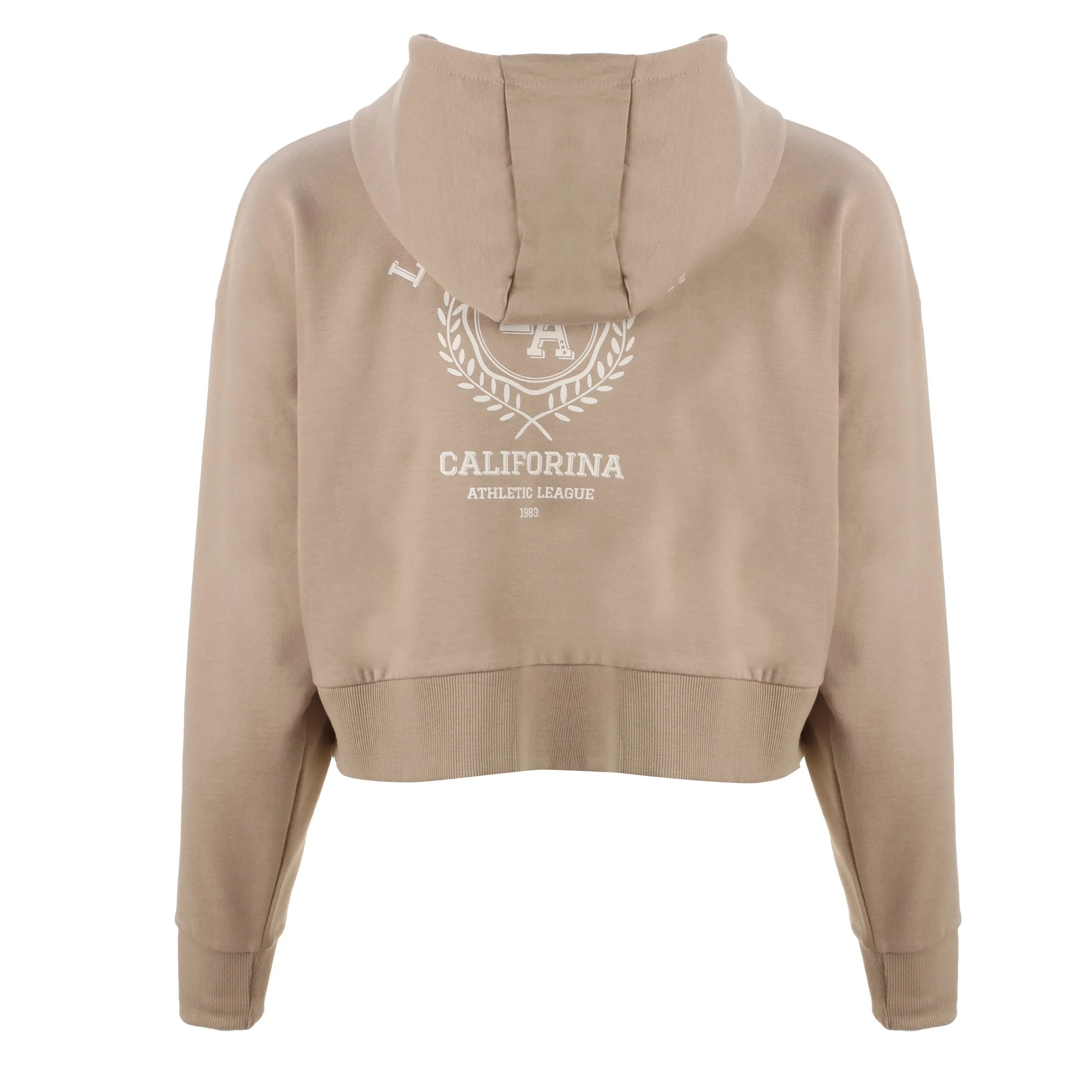 Sweat zippé à capuche crop - Beige - Image 2