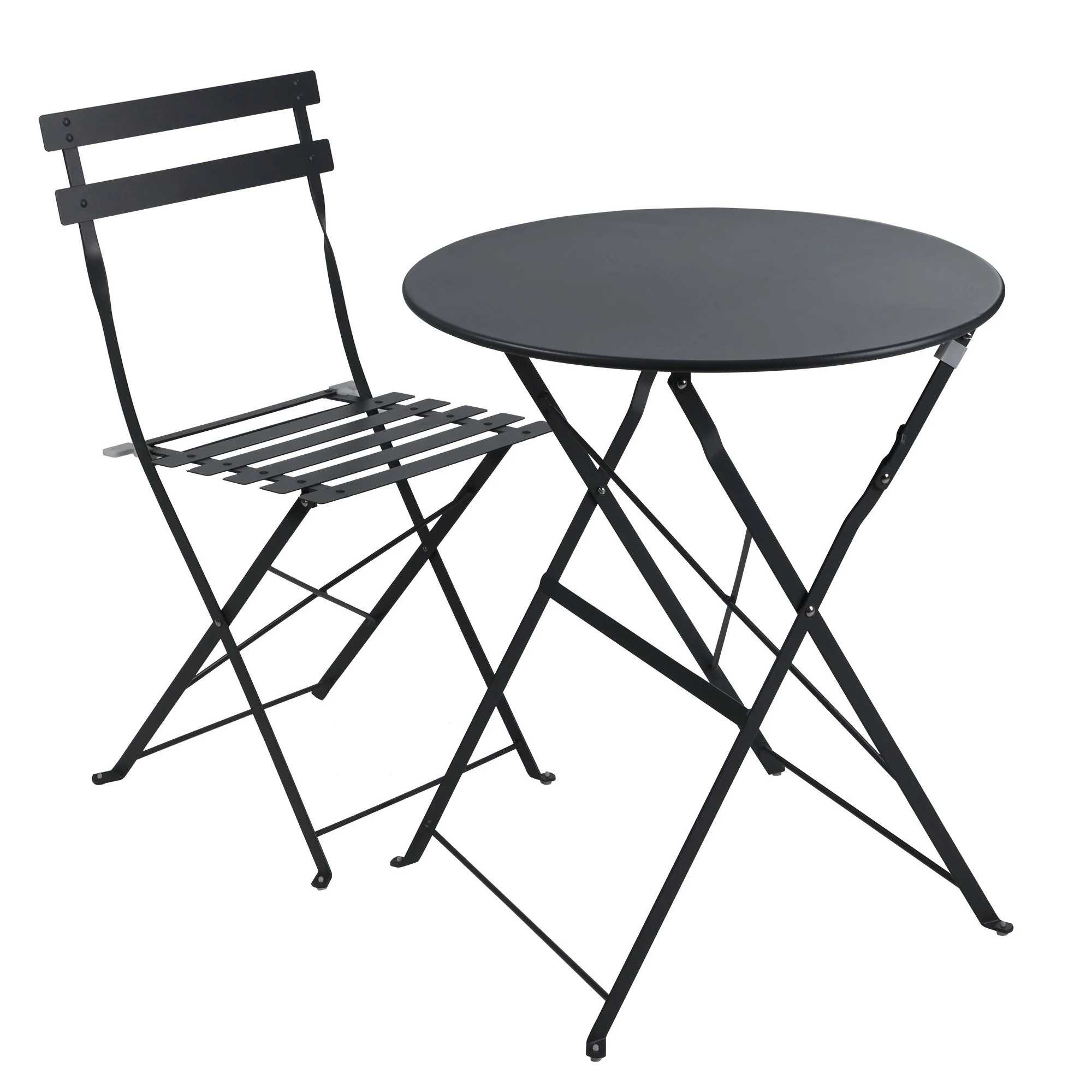 Table ronde pliante en métal anthracite - Image 2