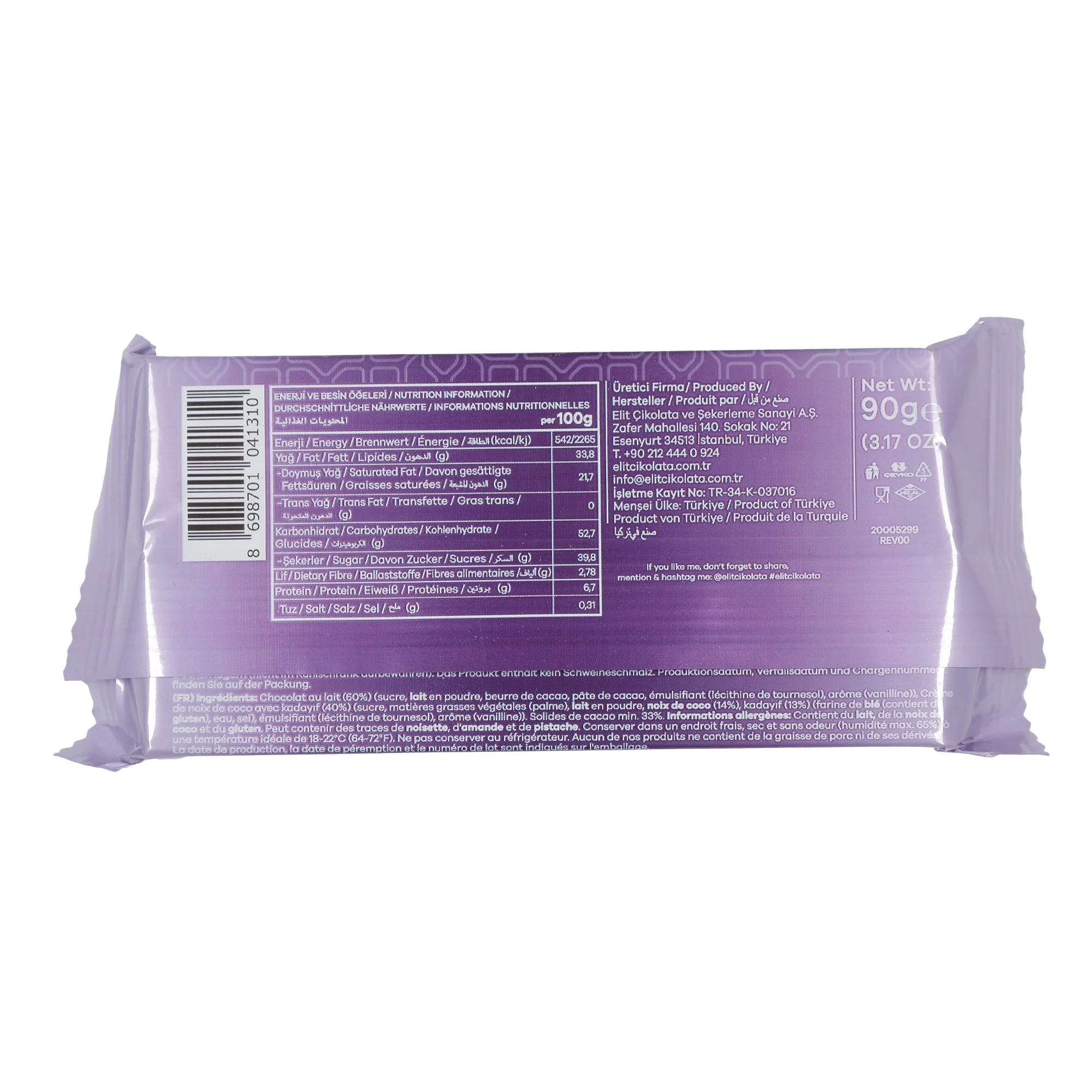 Tablette de chocolat de Dubaï coco et kadaif - Image 3