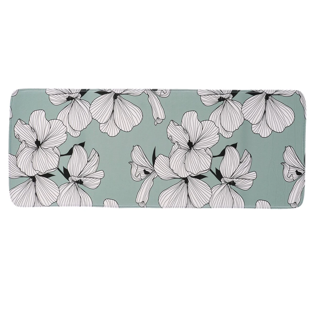 Tapis en microfibre vert avec motif eucalyptus 45 x 120 cm