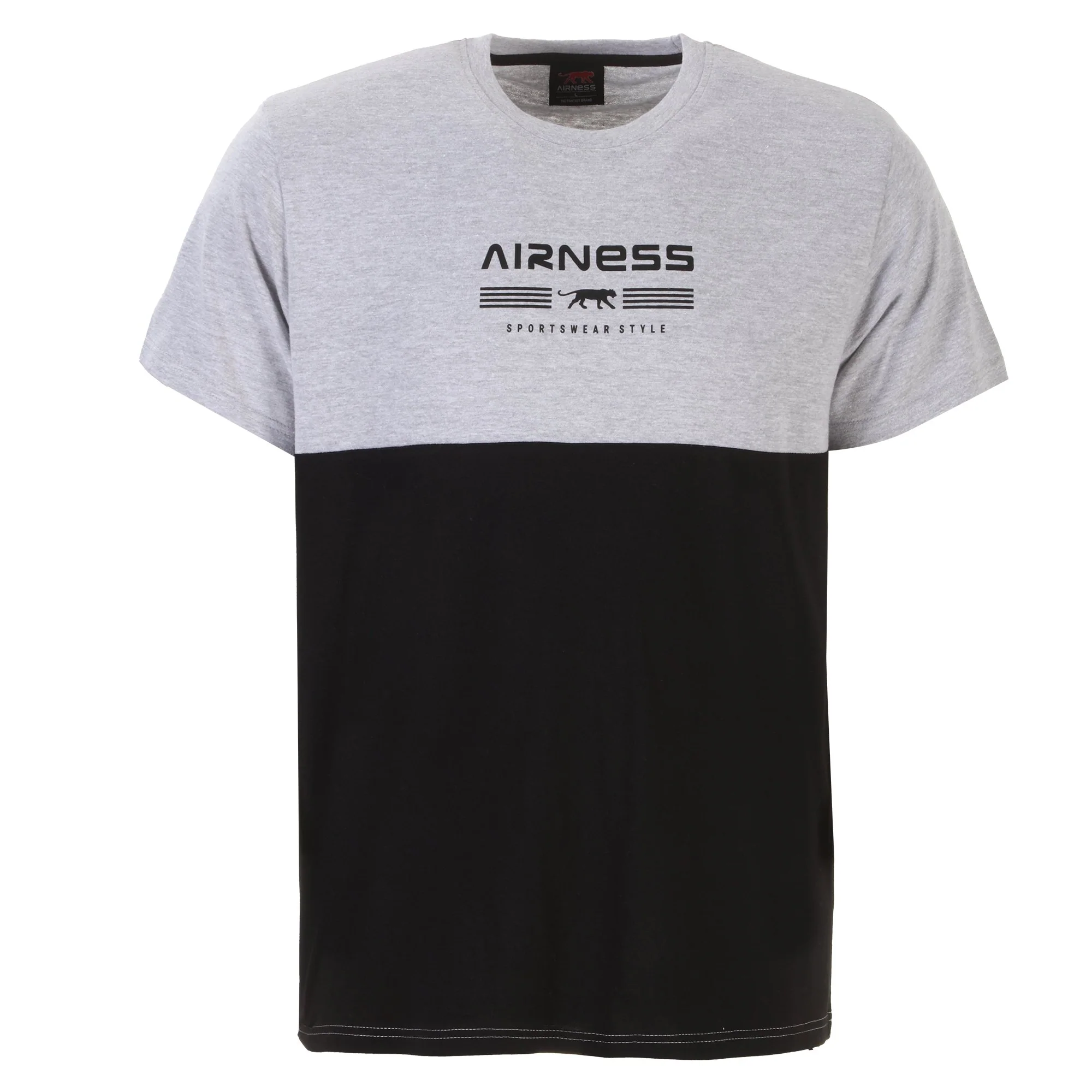 Tee-shirt bicolore manches courtes   - Gris
