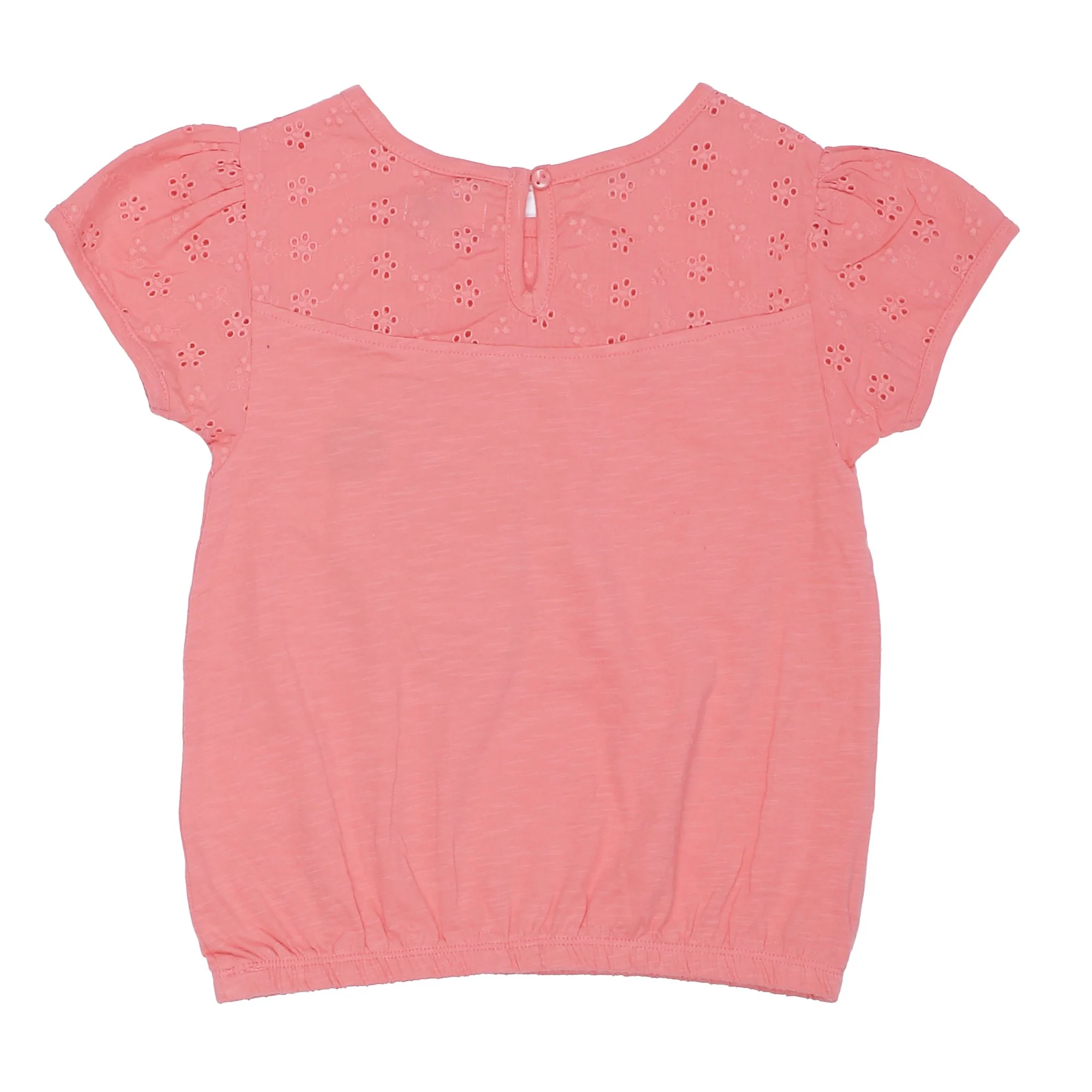Tee-shirt manches courtes avec broderie anglaise 3/6 ans  - Rose - Image 2