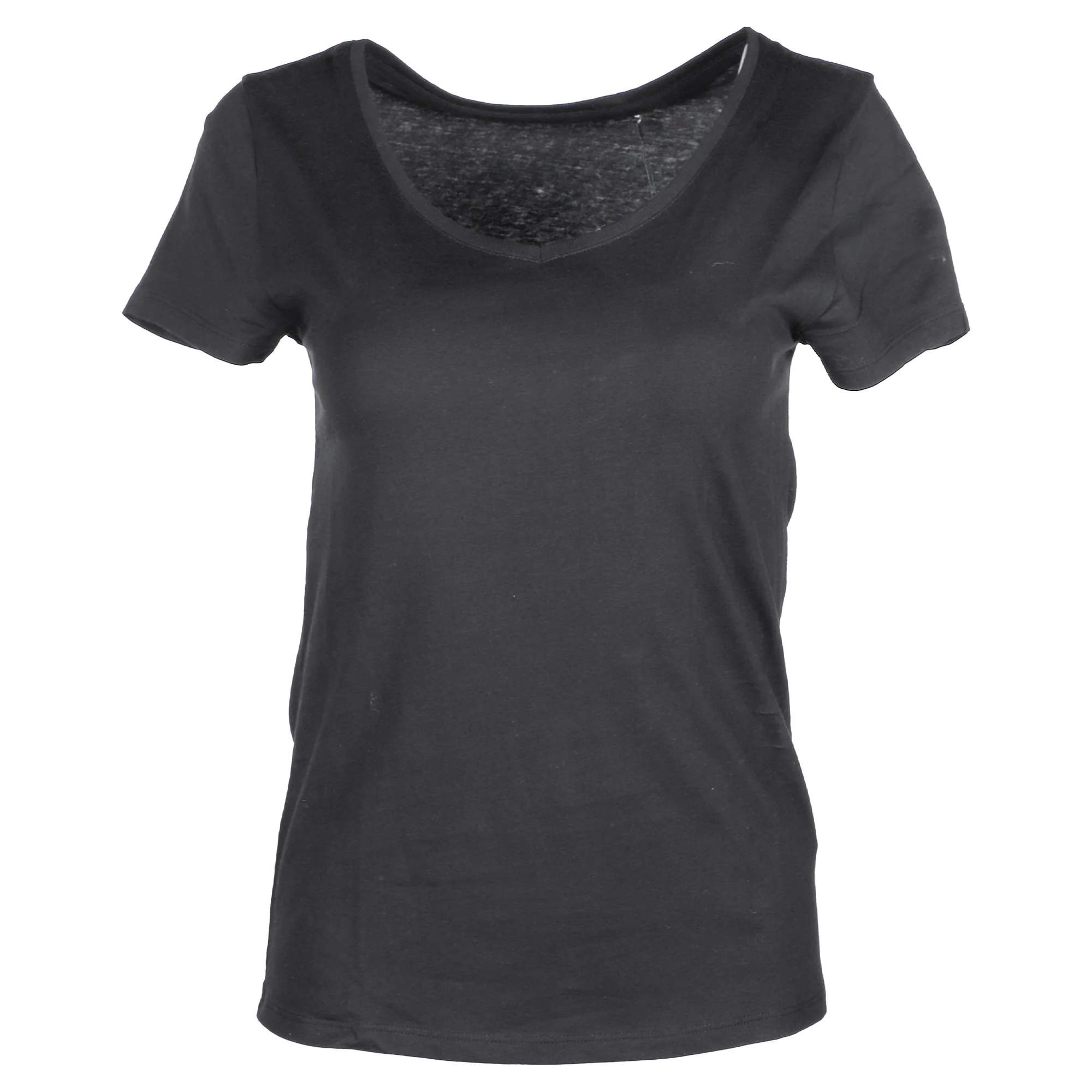 Tee-shirt manches courtes col V - Noir - Image 3