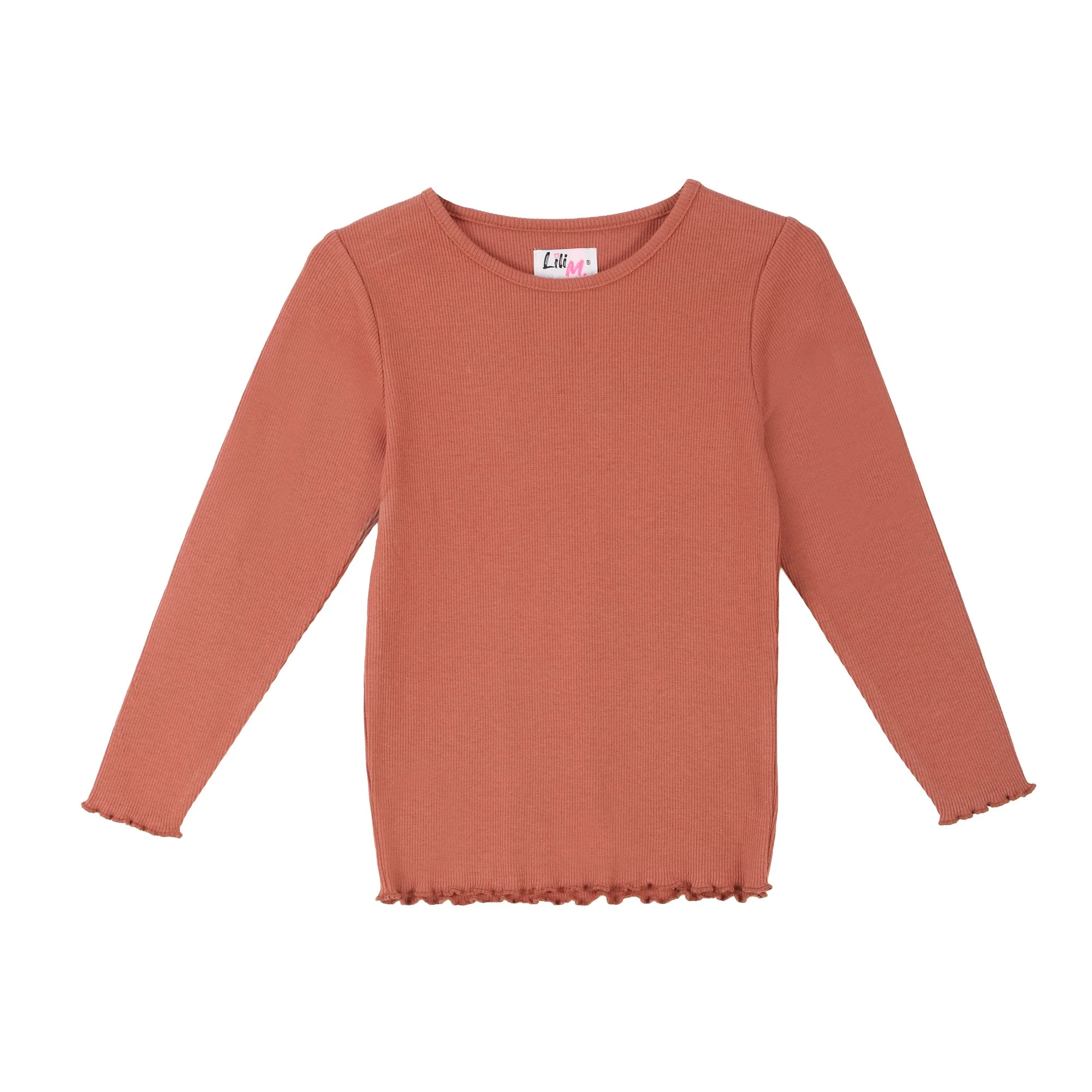 Tee-shirt manches longues côtelé 3/12 ans - Orange