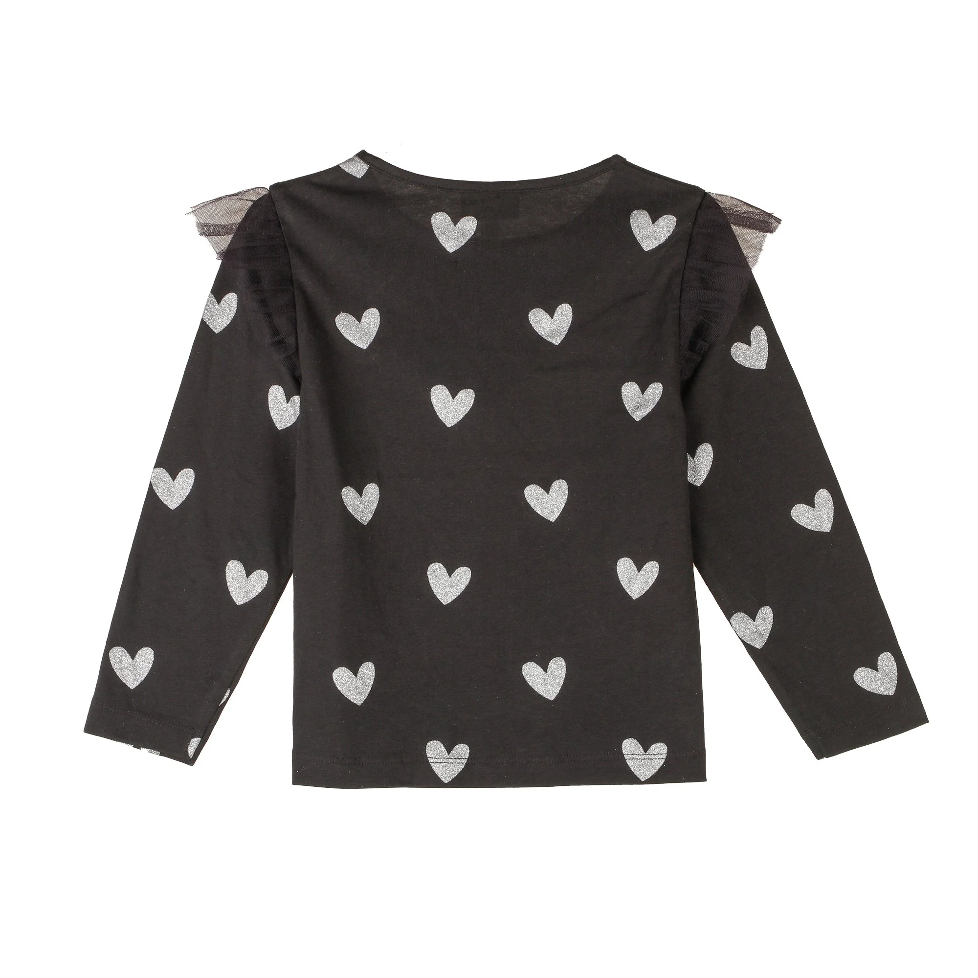 Tee-shirt manches longues à volants 3-12 ans  - Noir - Image 2