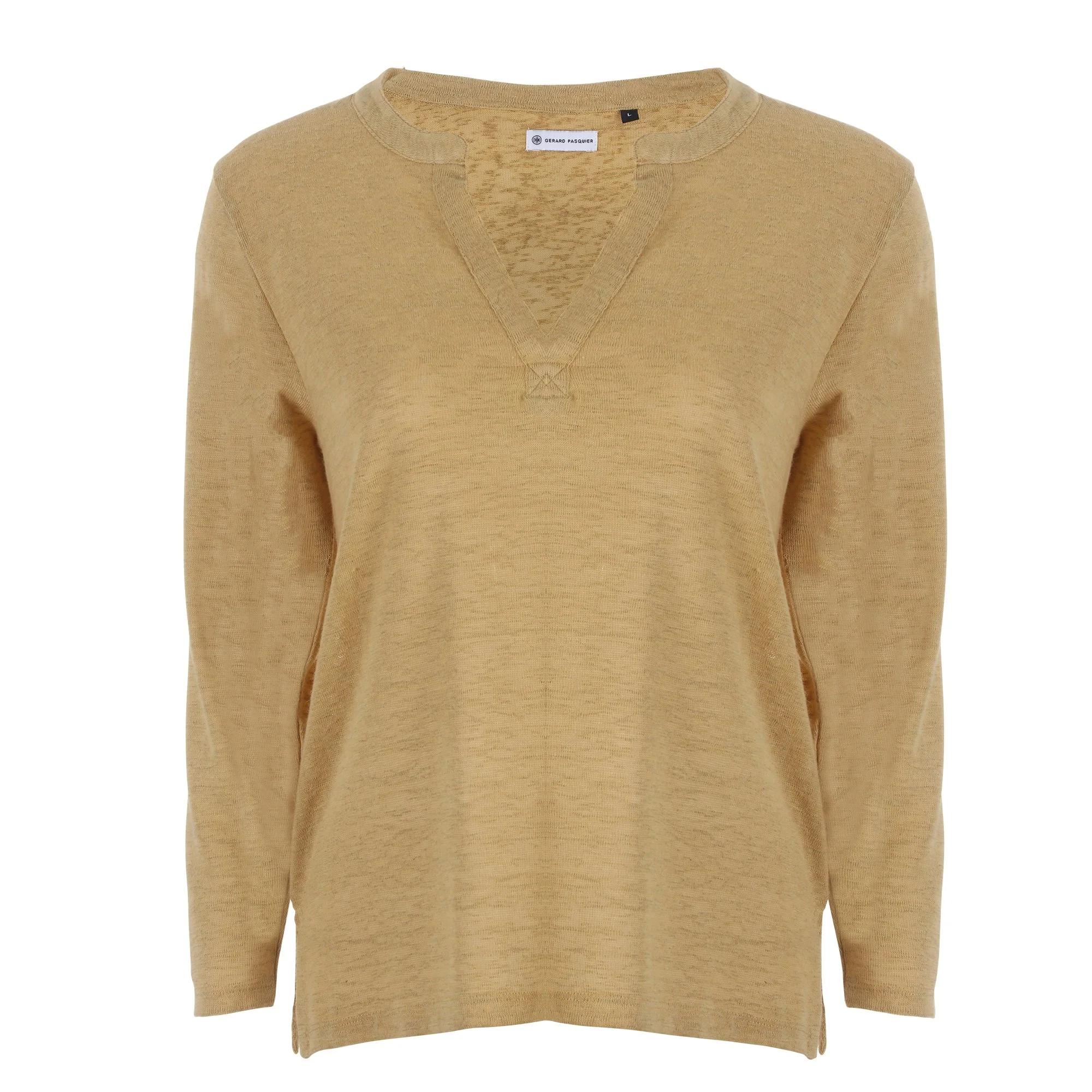 Tee-shirt manches longues uni  - Jaune - Image 5