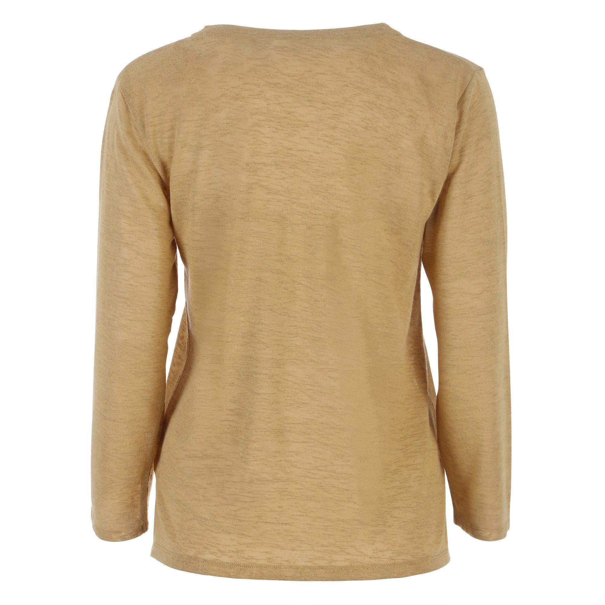 Tee-shirt manches longues uni  - Jaune - Image 6