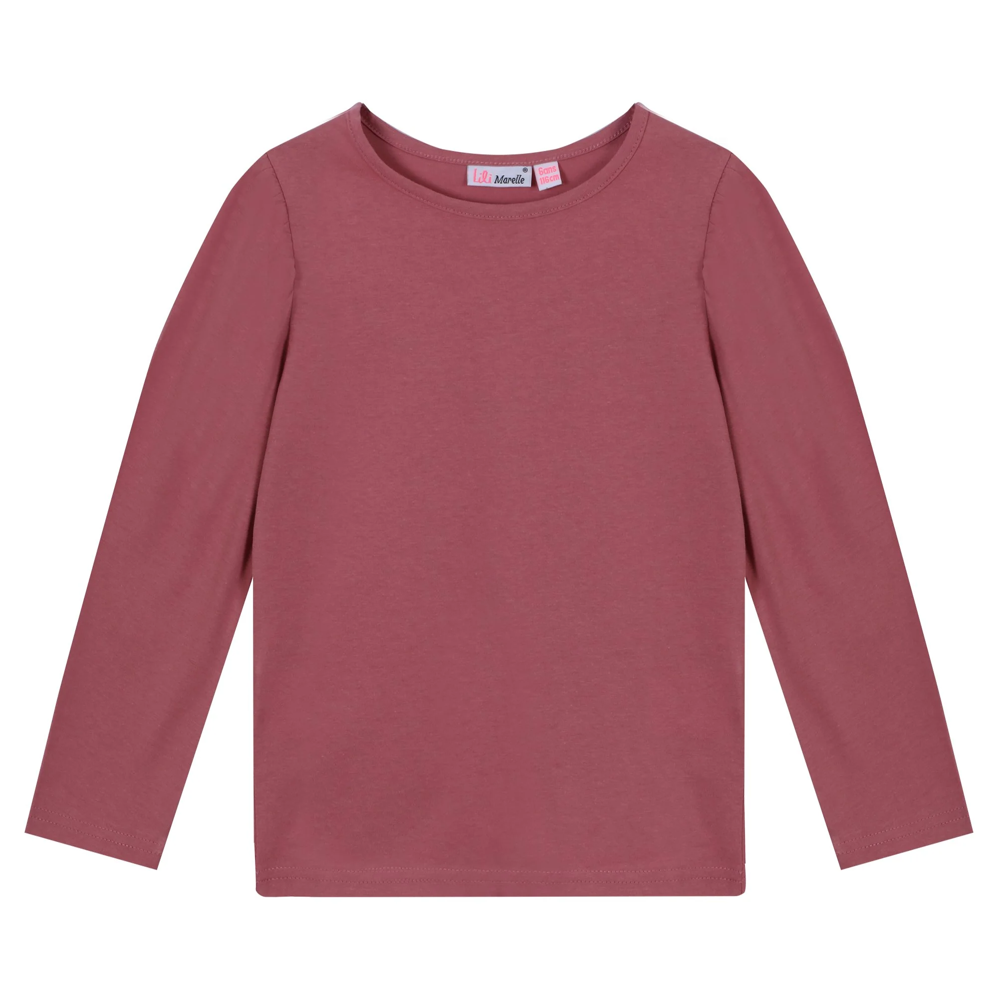 Tee-shirt uni manches longues 3/12 ans - Rouge - Image 2