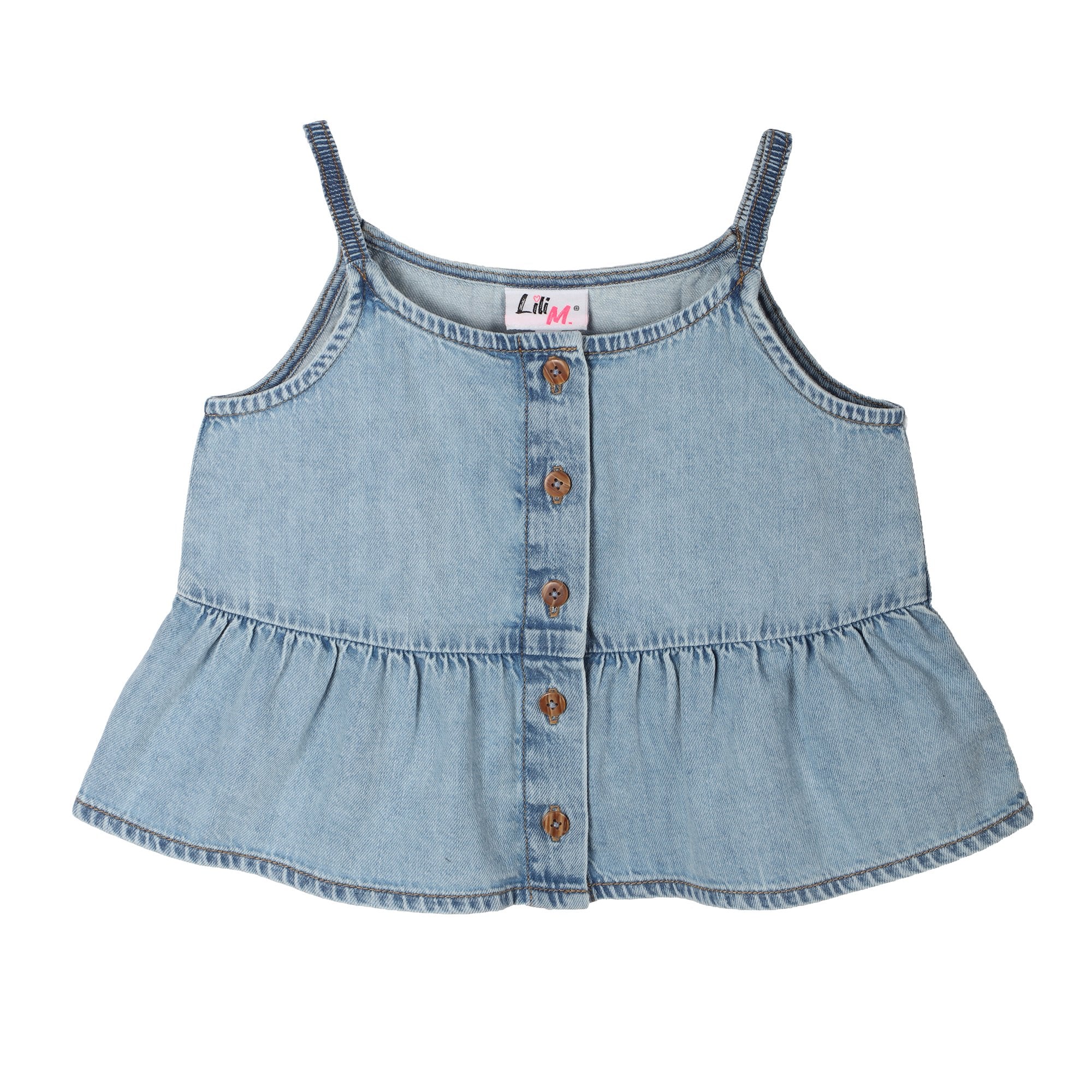 Top en jean bretelles fines - Bleu clair