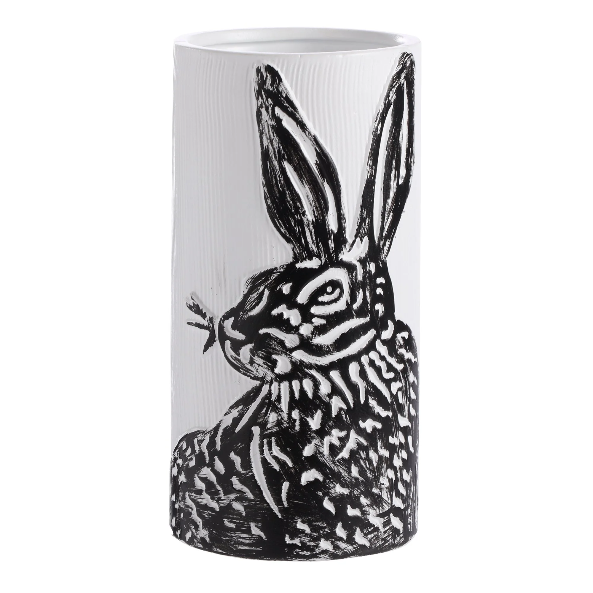 Vase en dolomite avec lapin en relief